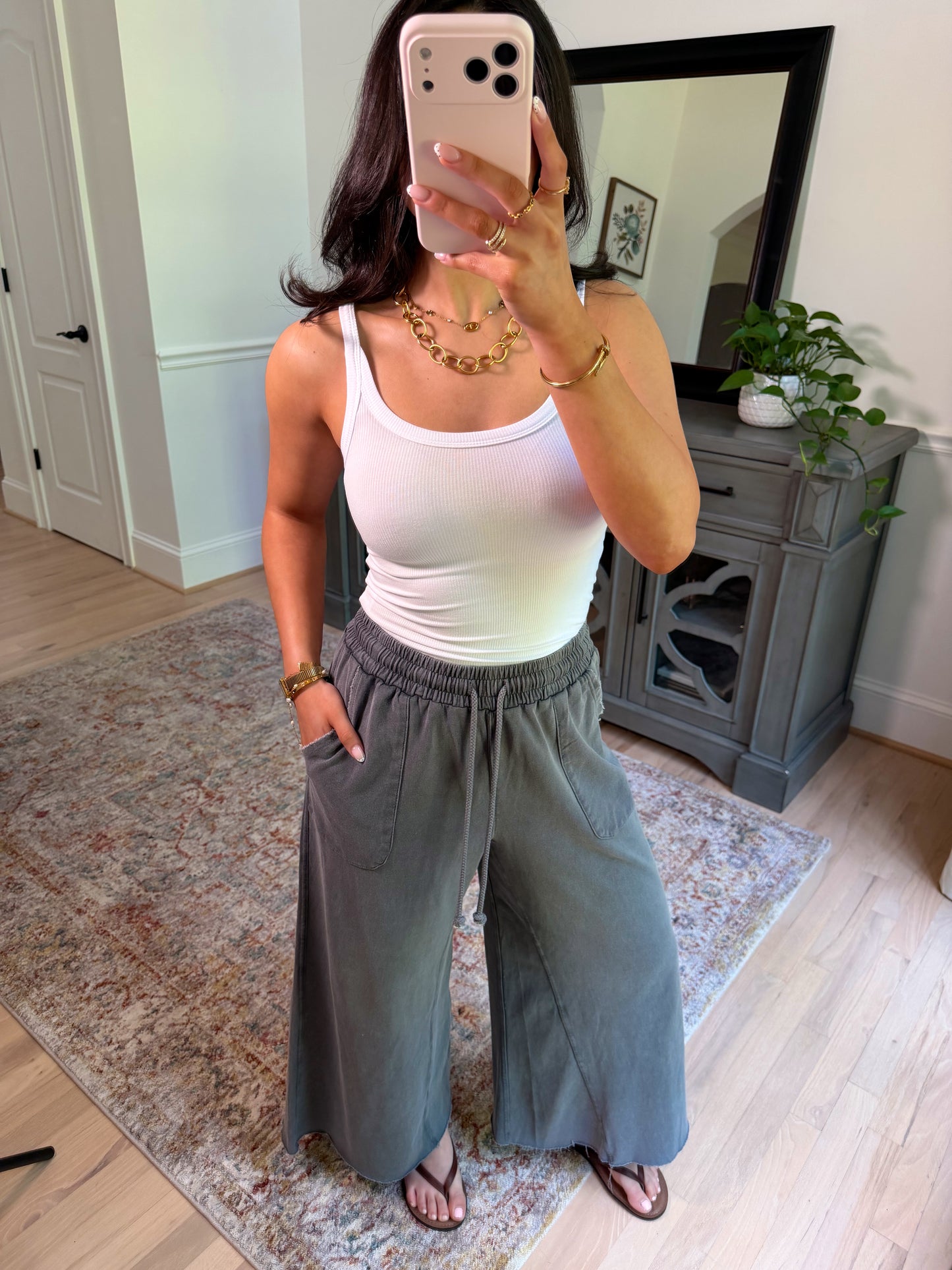Ash Cropped Wide Leg Pants