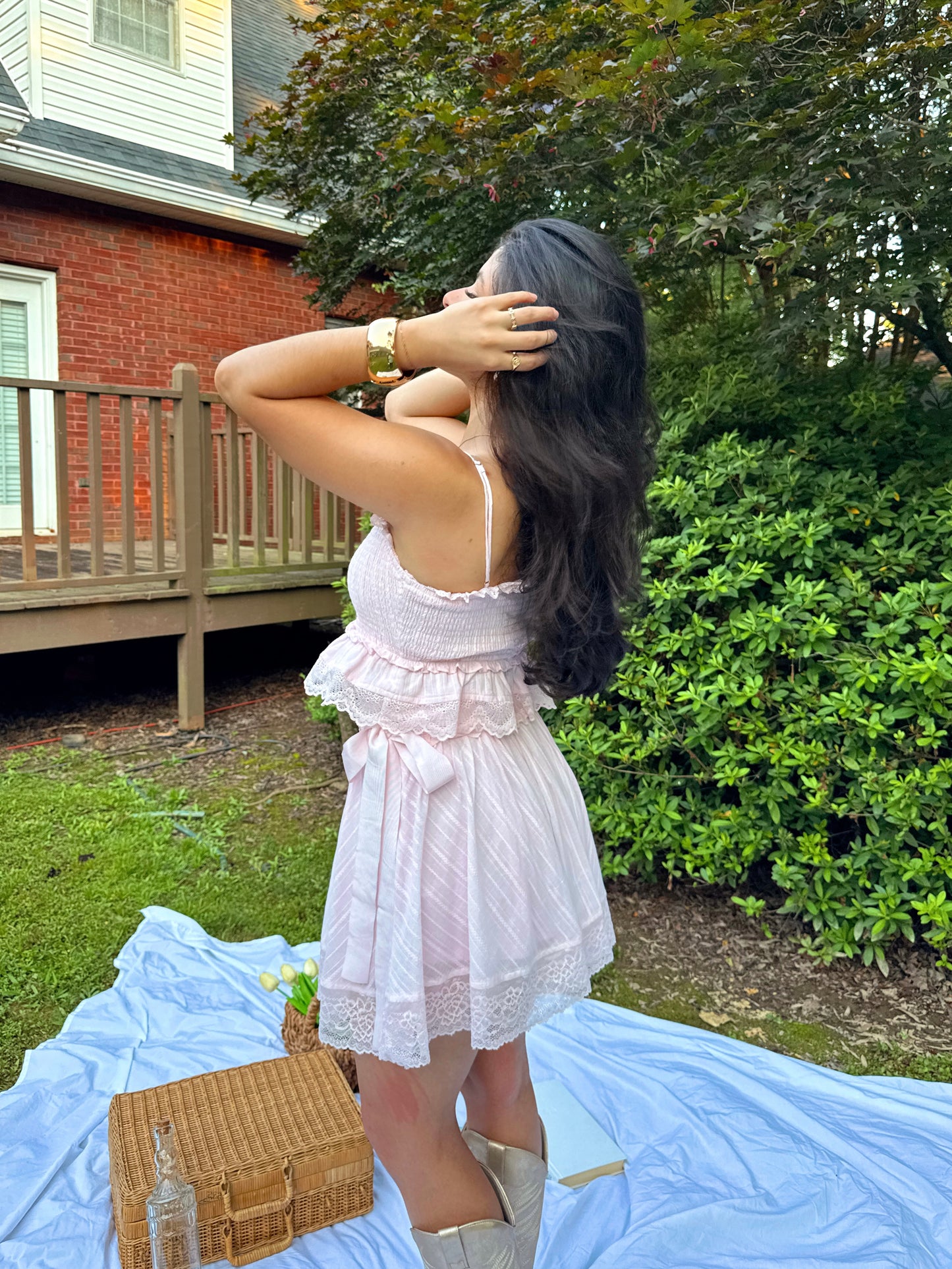 Baby Pink Lace Girly Top & Skirt Set