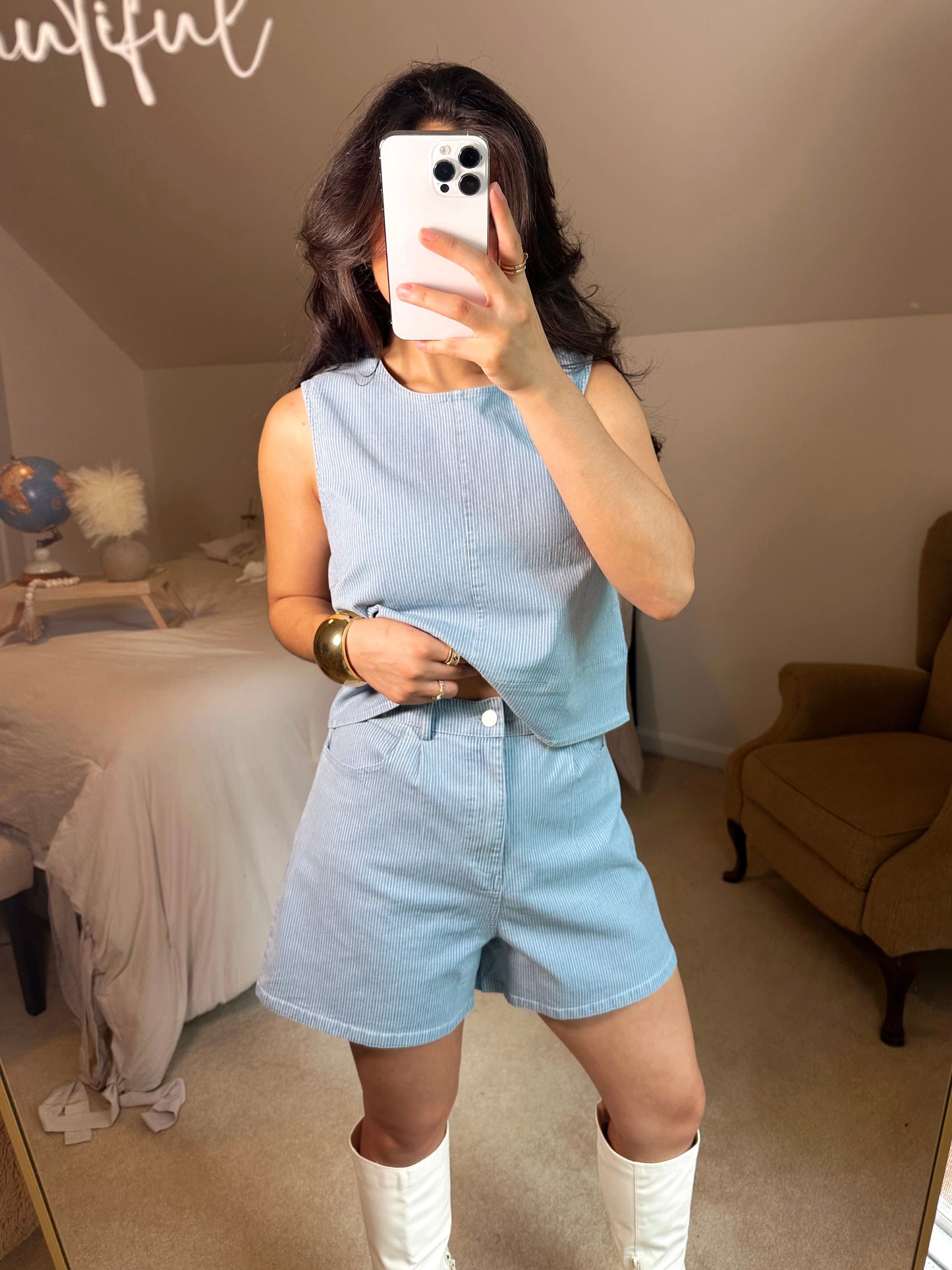 Denim Pinstripe Set
