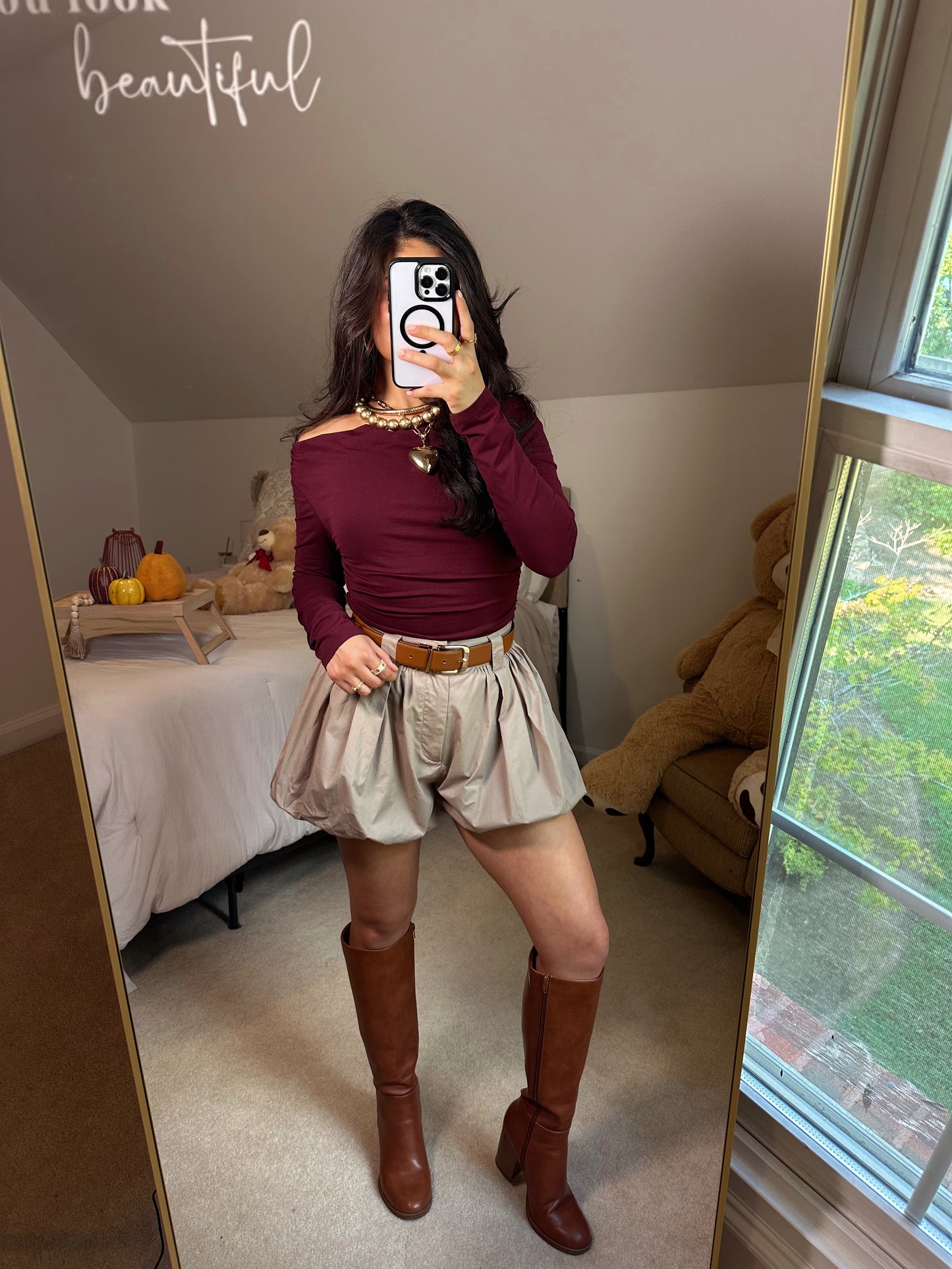 Mocha Bubble Hem Shorts