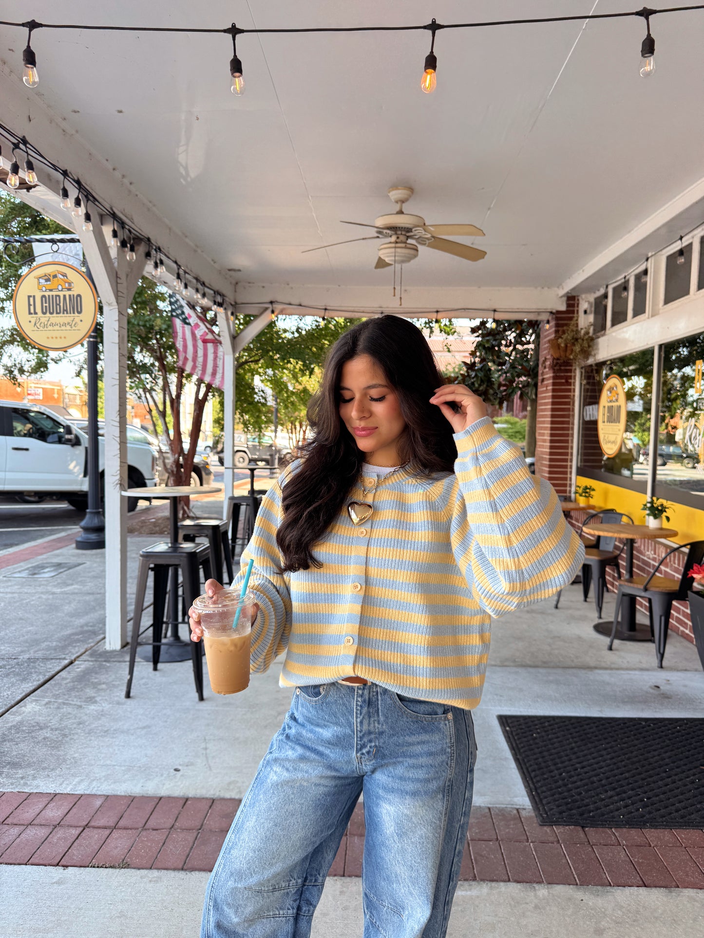 Butter Blue Striped Button Up Cardigan