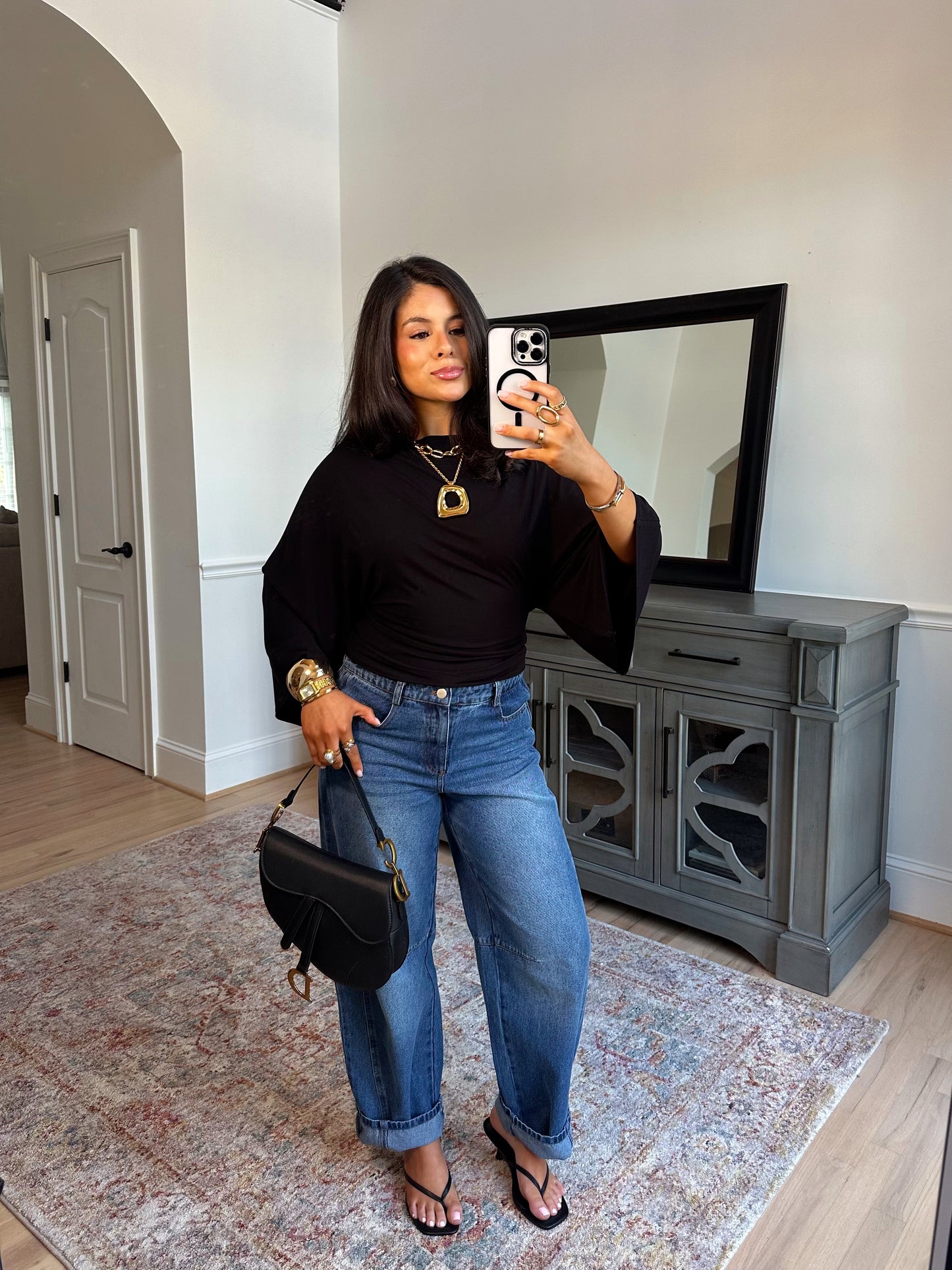 Tessa Black Dolman Top