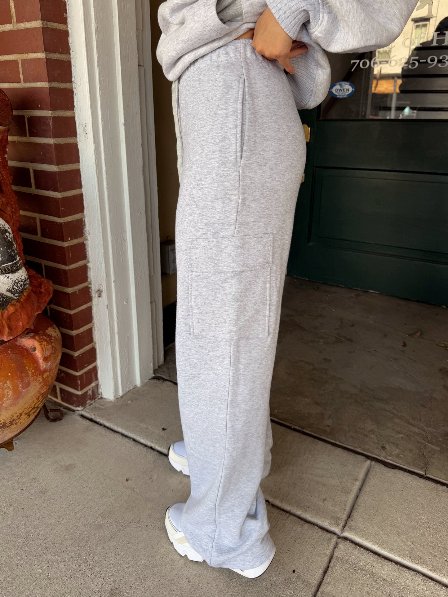 Heather Grey Quarter Zip & Cargo Pant Set