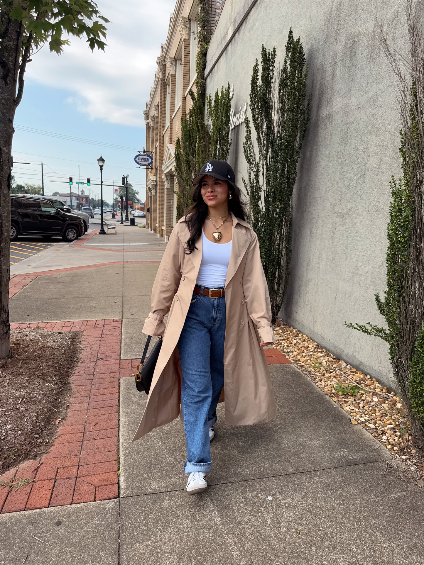 Latte Double Breasted Pleated Trench Coat