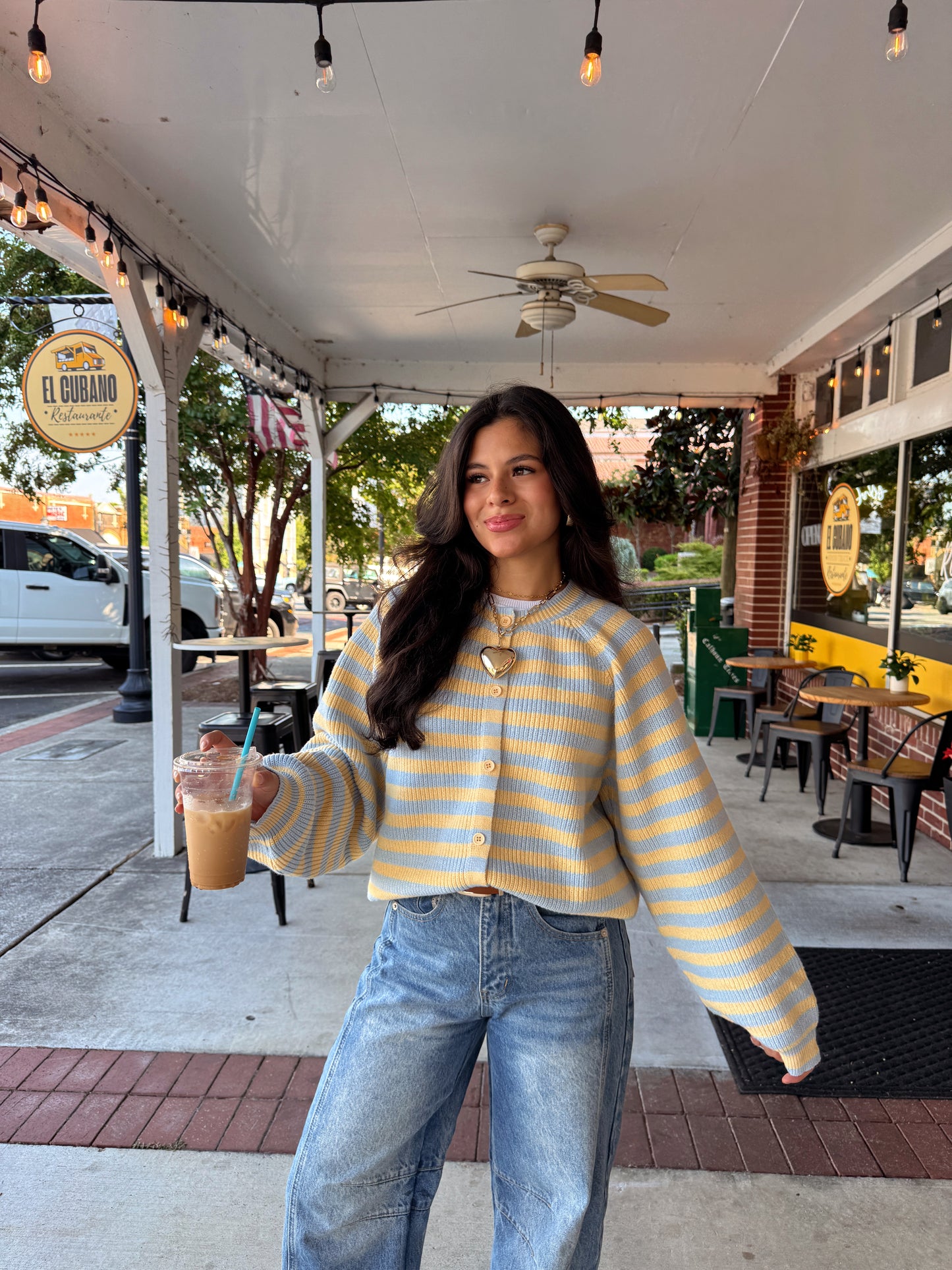 Butter Blue Striped Button Up Cardigan