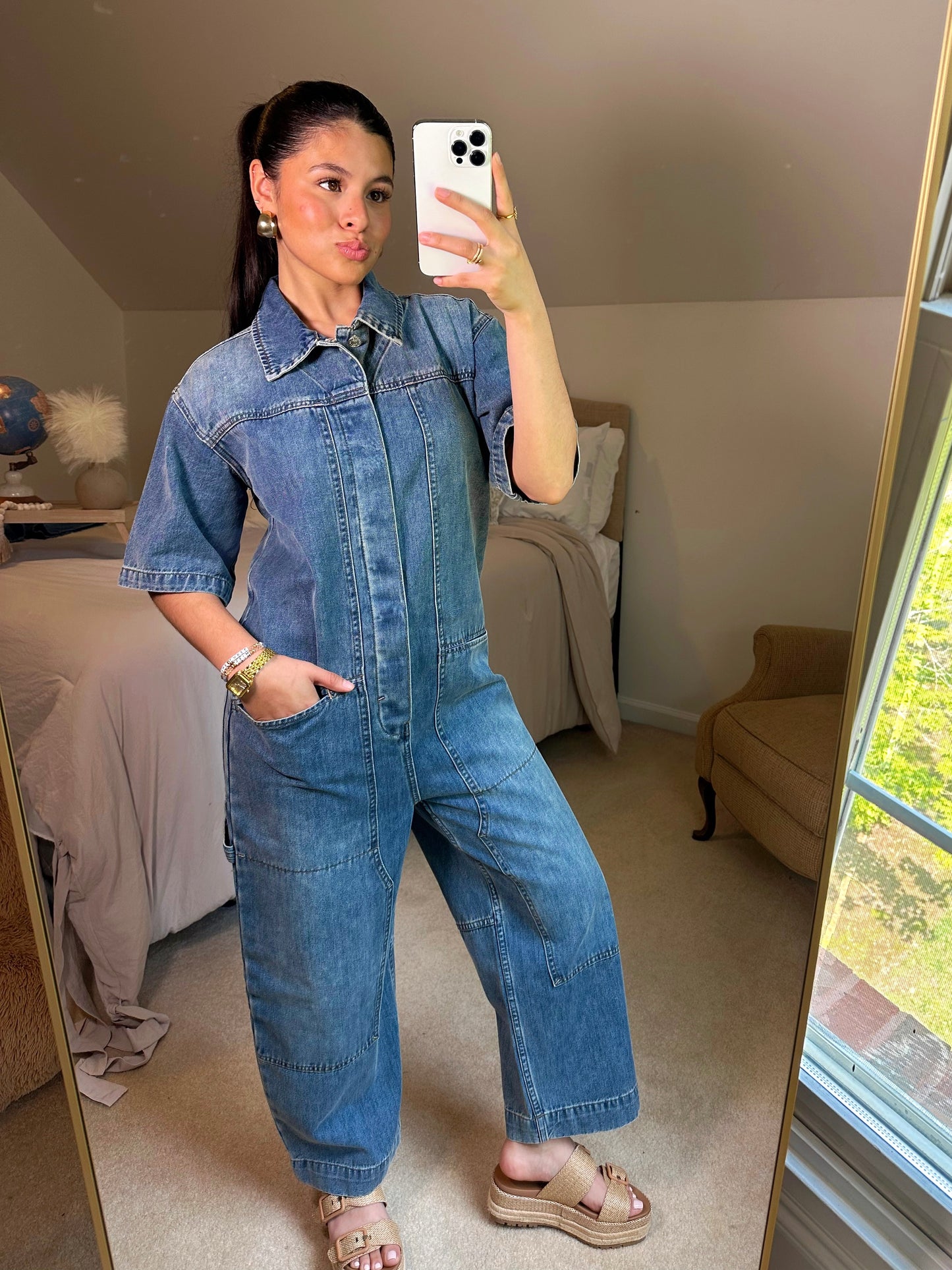 Cargo Oversized Denim Jumpsuit