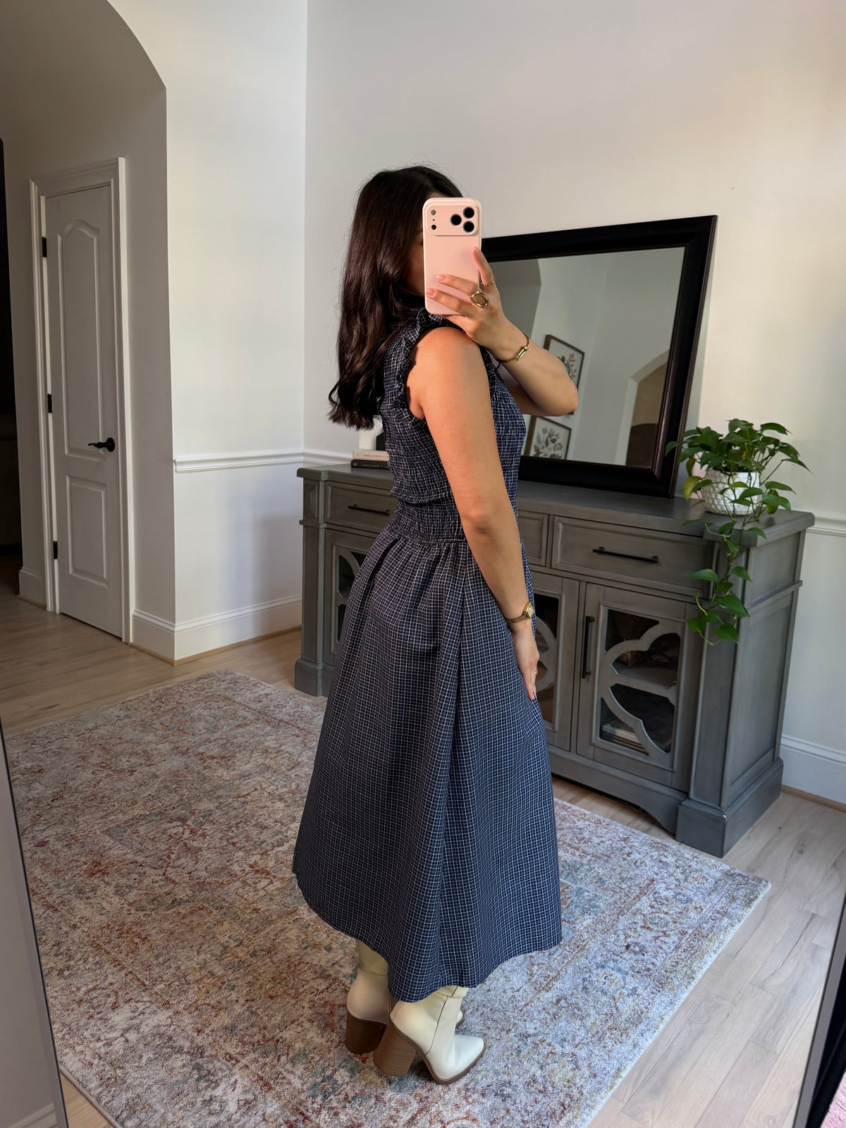 Harvest Moon Navy Gingham Dress