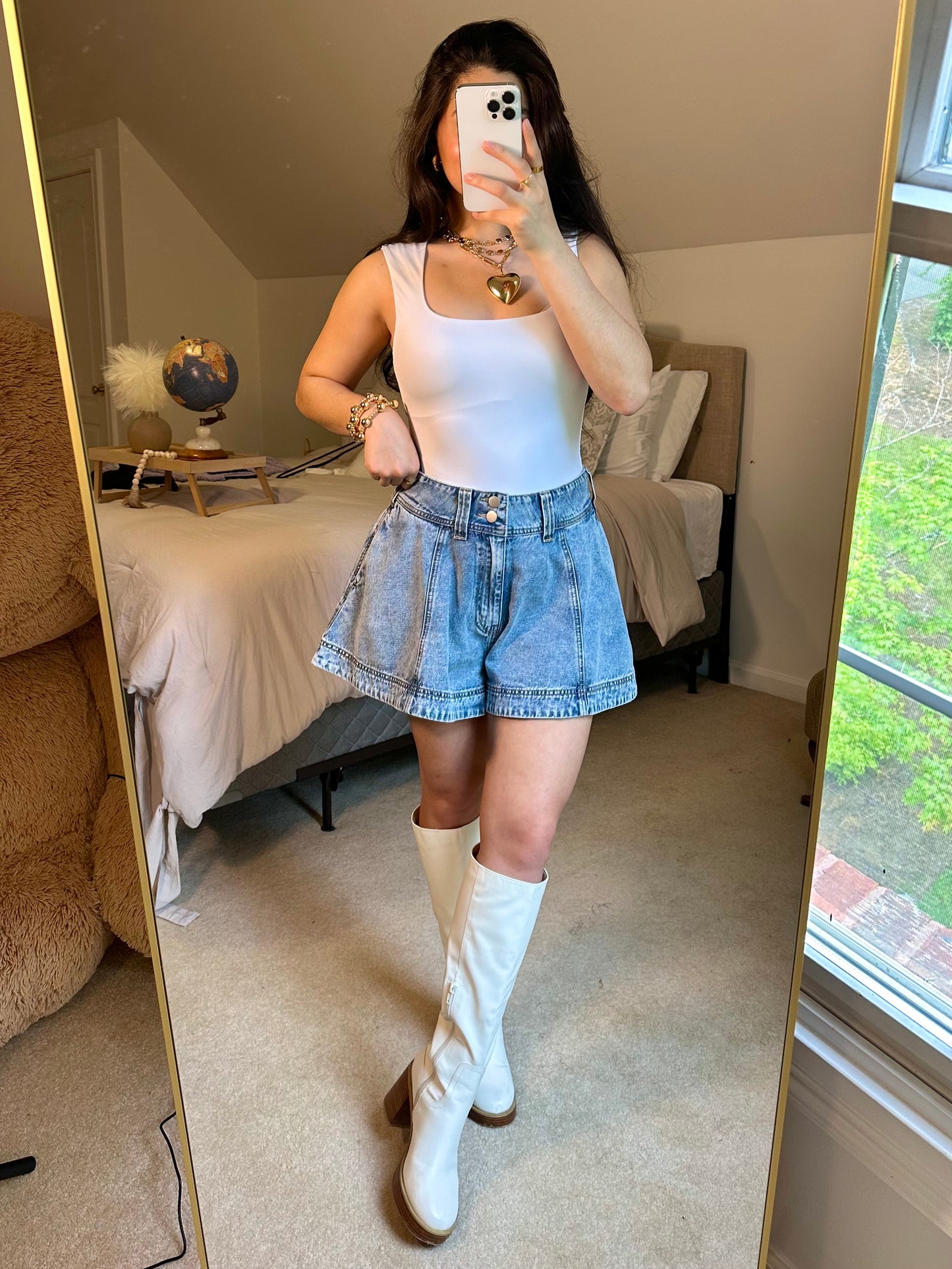 Flare Oversized Denim Shorts