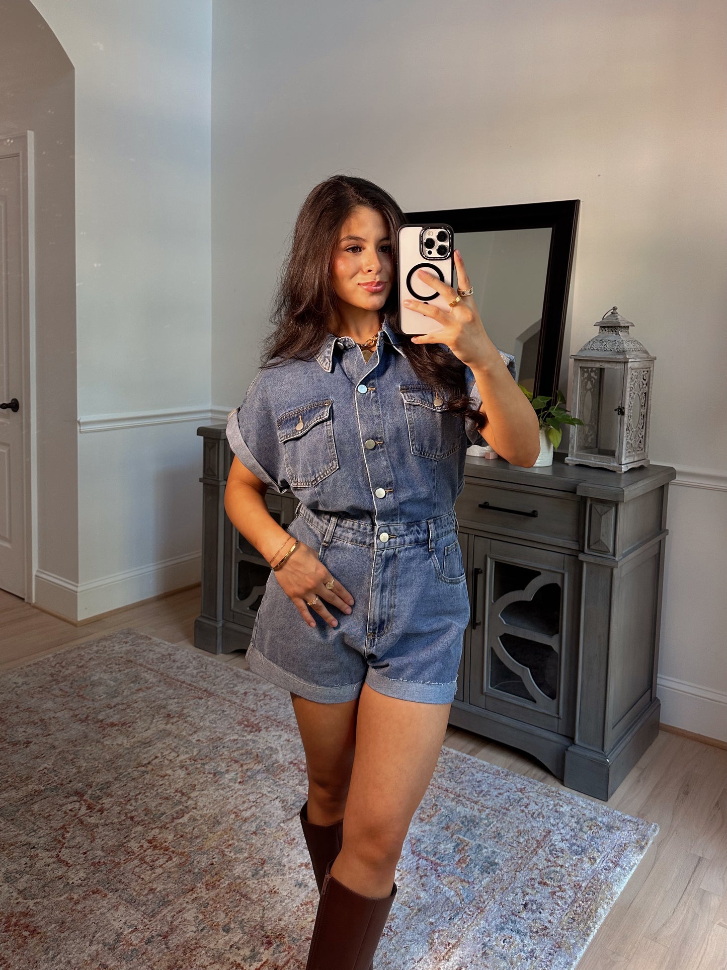 Autumn Days Denim Romper