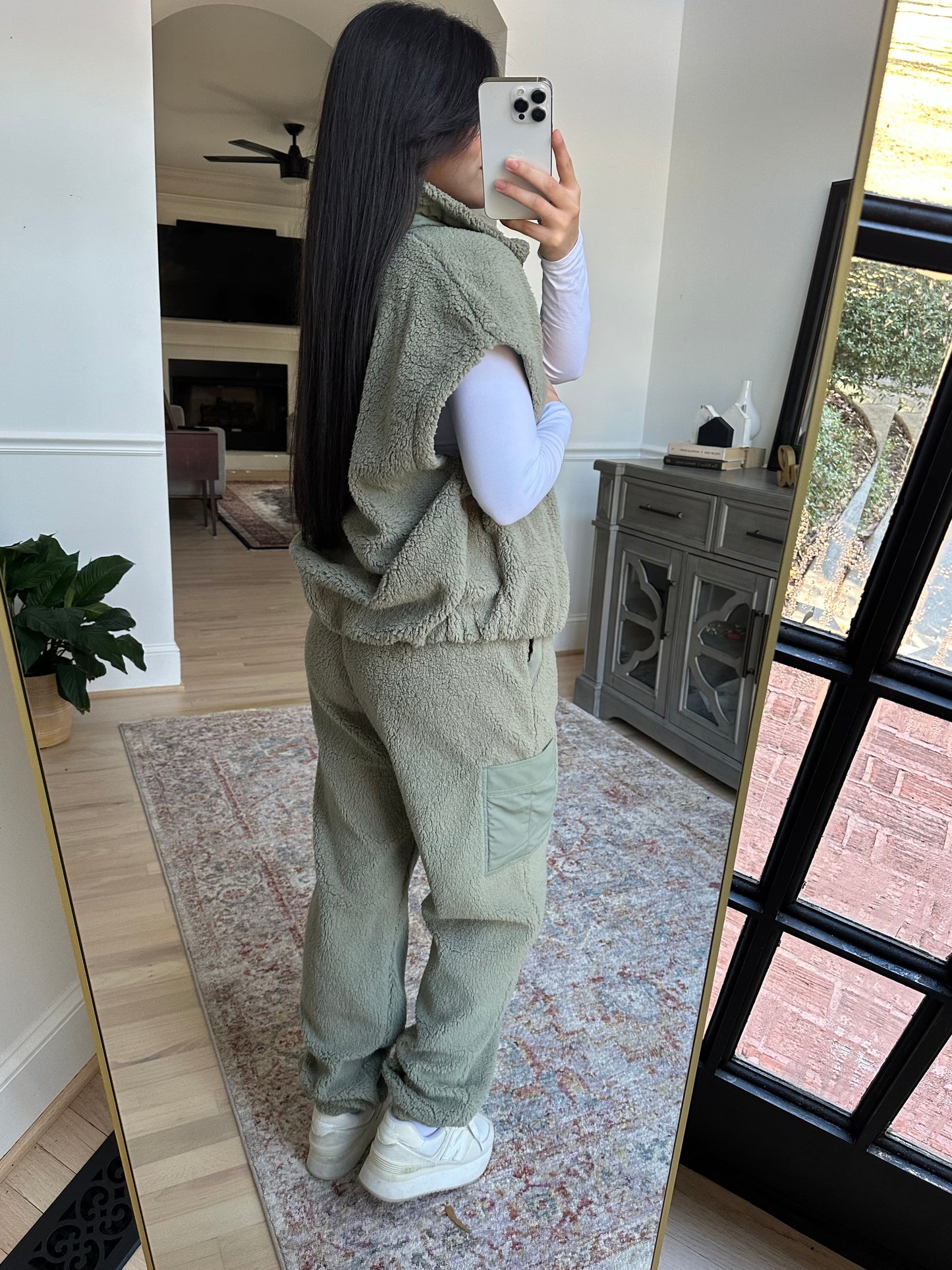 Sage Sherpa Cargo Jogger Pants