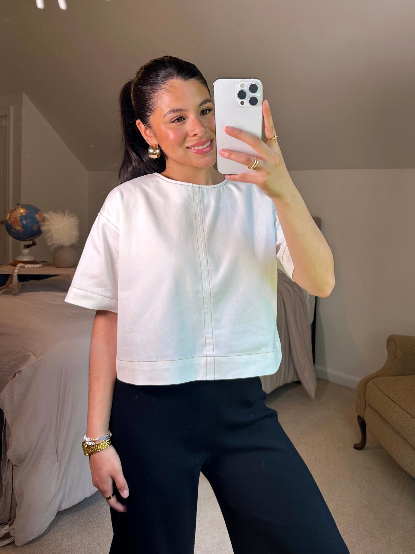 White Denim Top