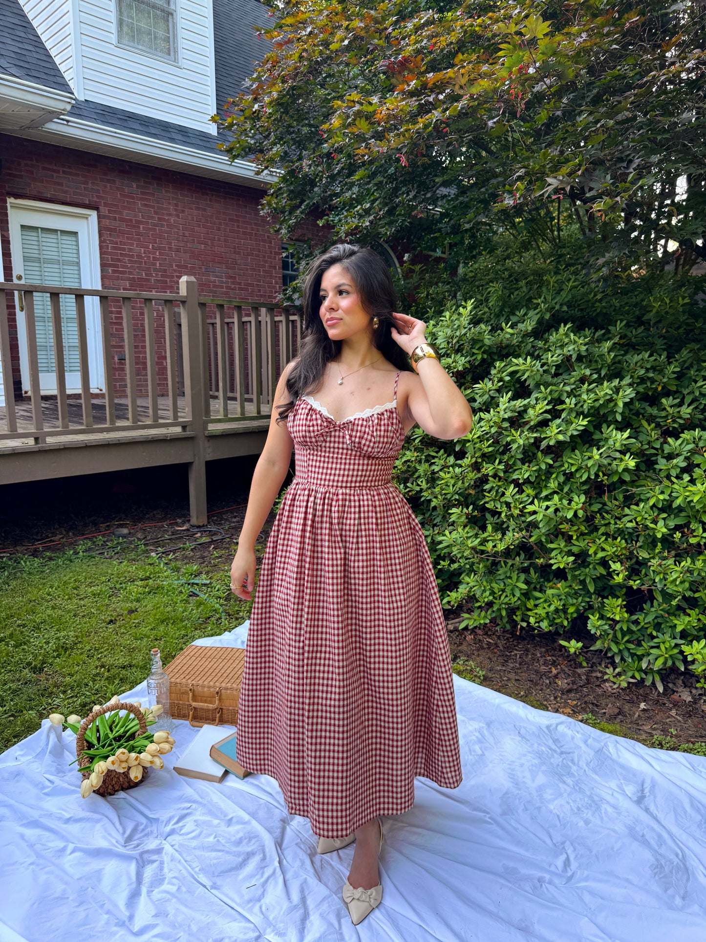 Red Gingham Cottage Dress