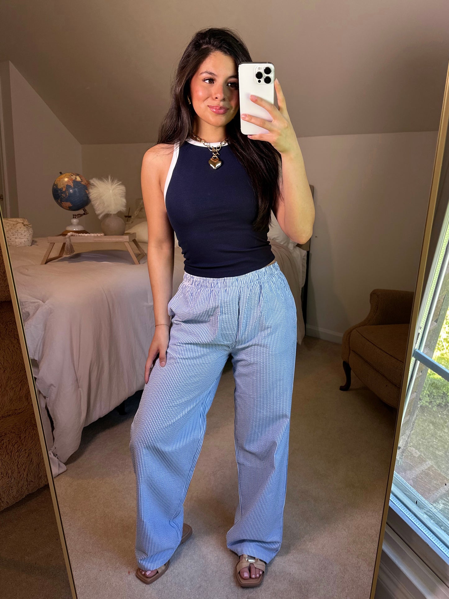Blue Striped Seersucker Pants