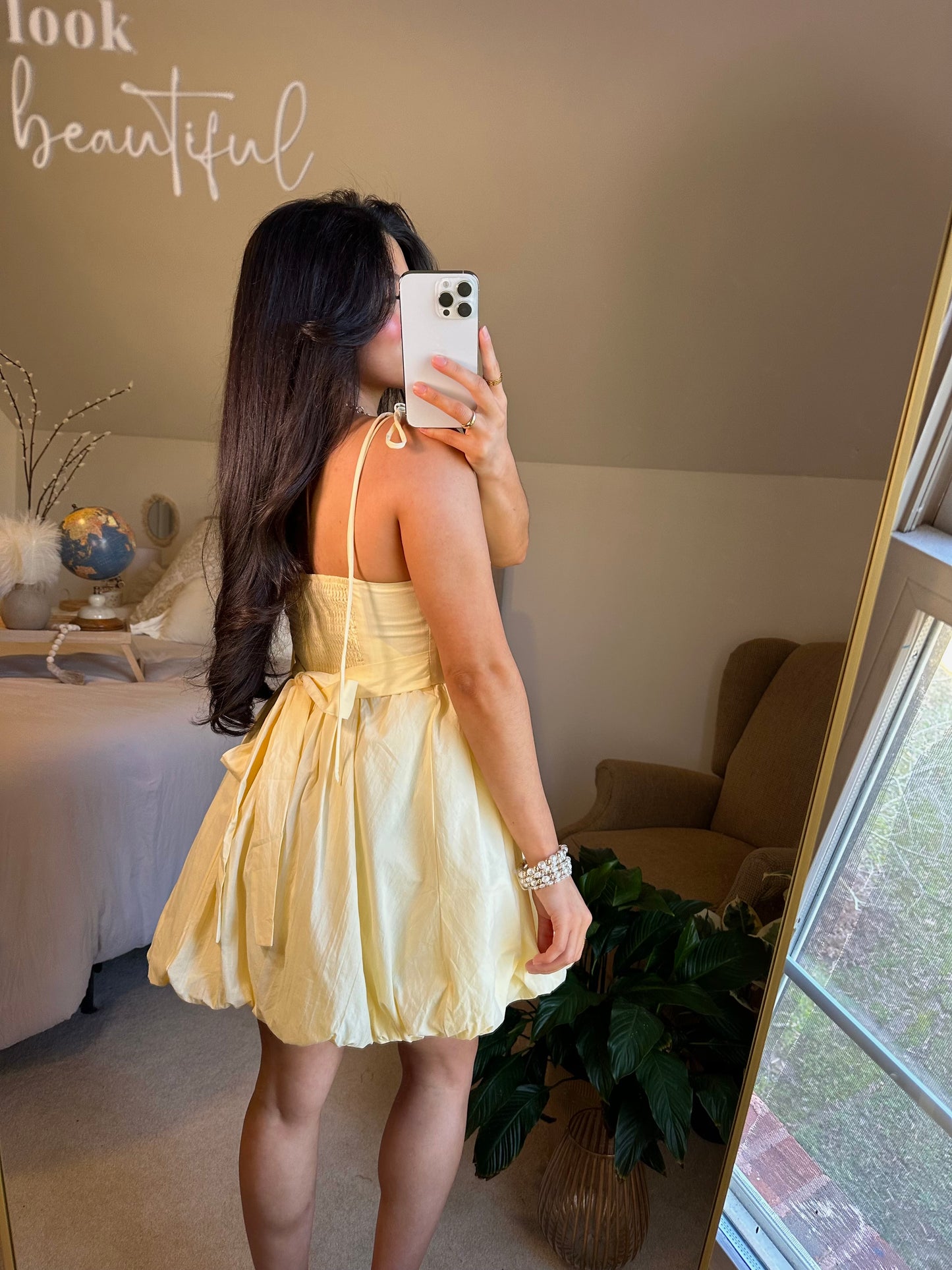 Pastel Yellow Bubble Mini Dress