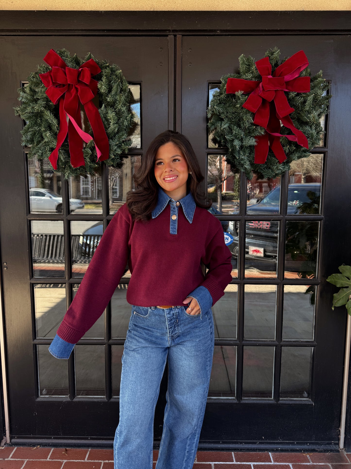 Burgundy Couture Polo Denim Knit