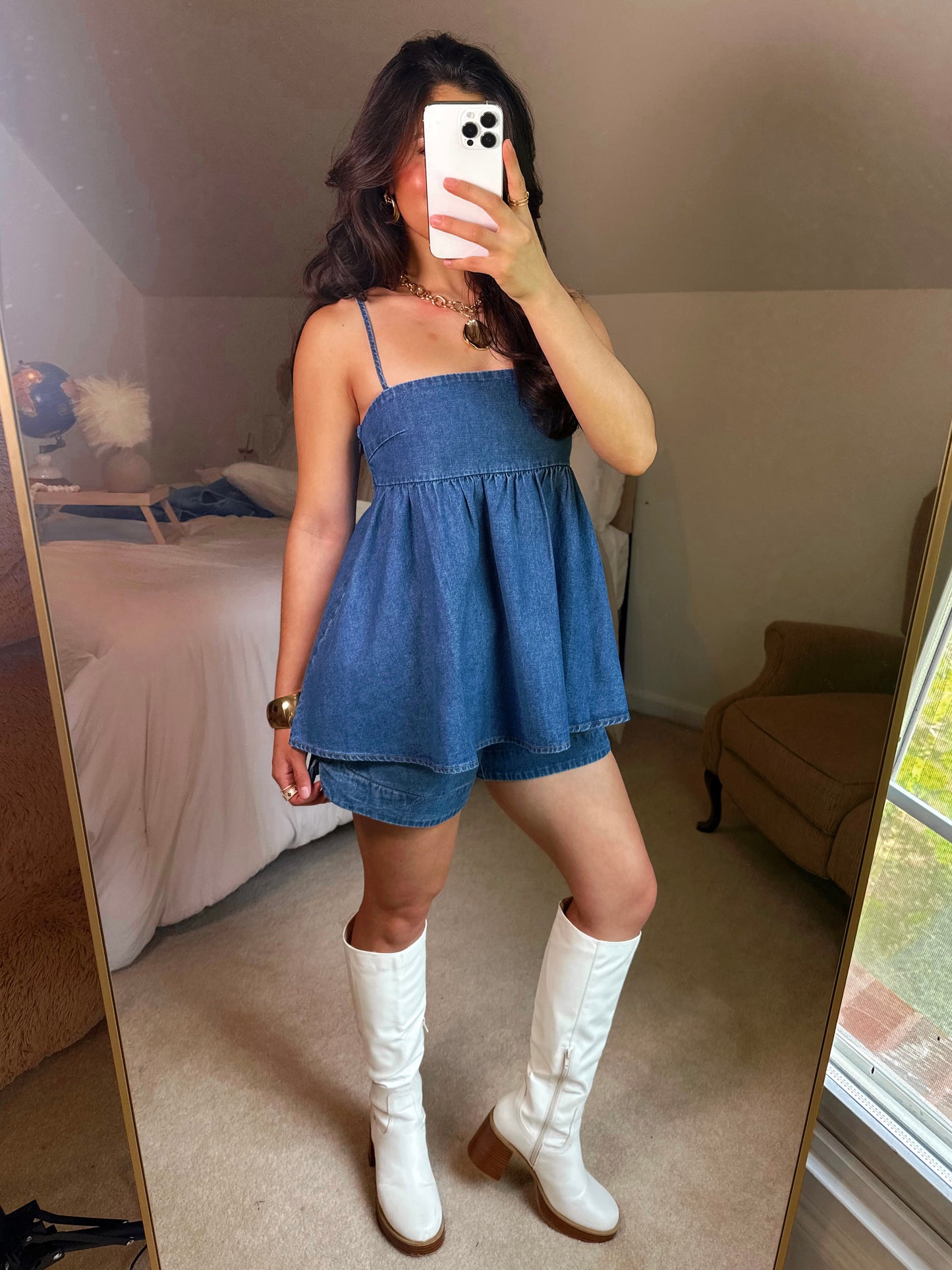 Denim Boxer Style Shorts