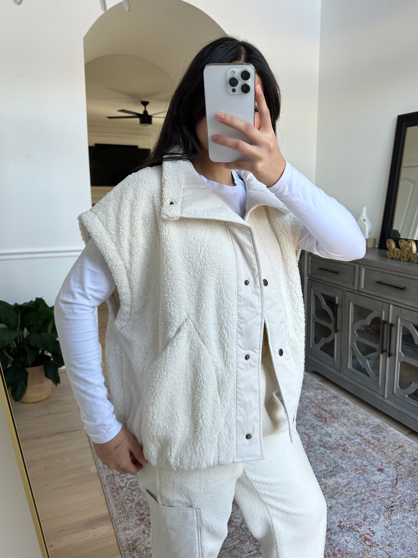 Ivory Oversized Sherpa Vest