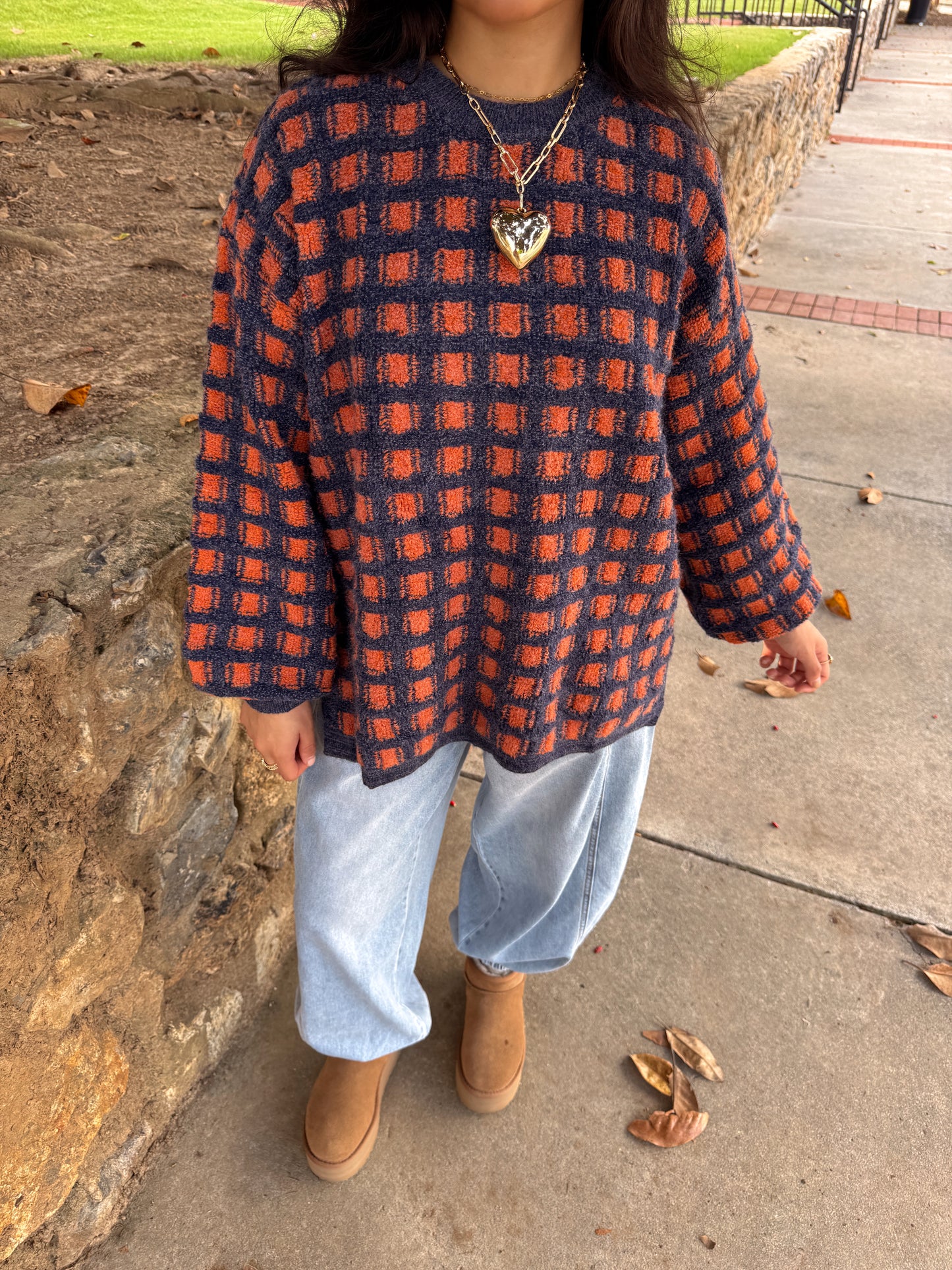 Bonfire Nights Orange & Navy Sweater
