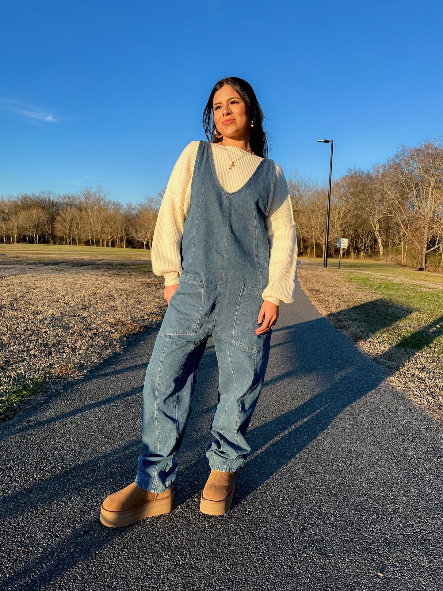 Free Girl Denim Jumpsuit (PLUS SIZE - 3XL LEFT)