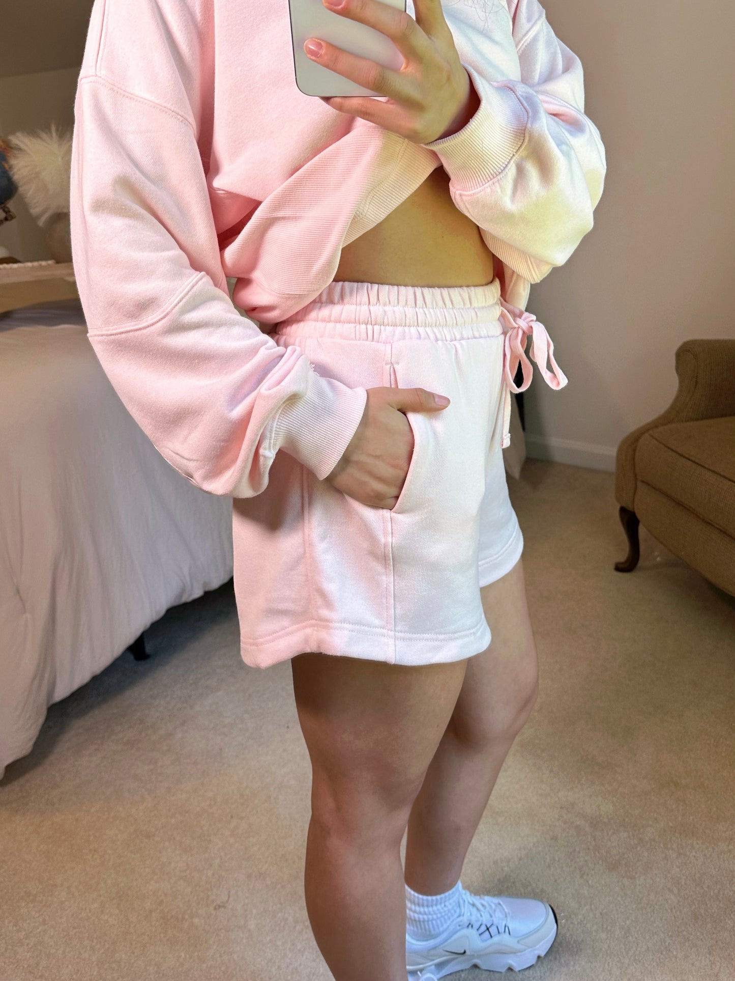 Seashell Pink Crewneck and Shorts Set