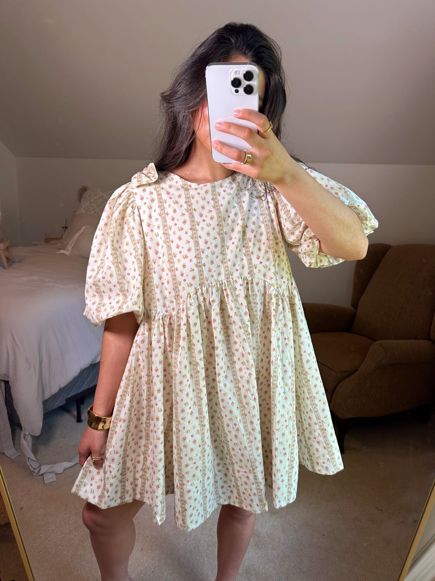 Ditsy Floral Bow Babydoll Dress