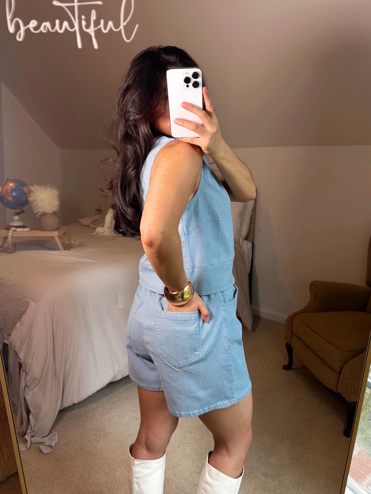 Denim Pinstripe Set