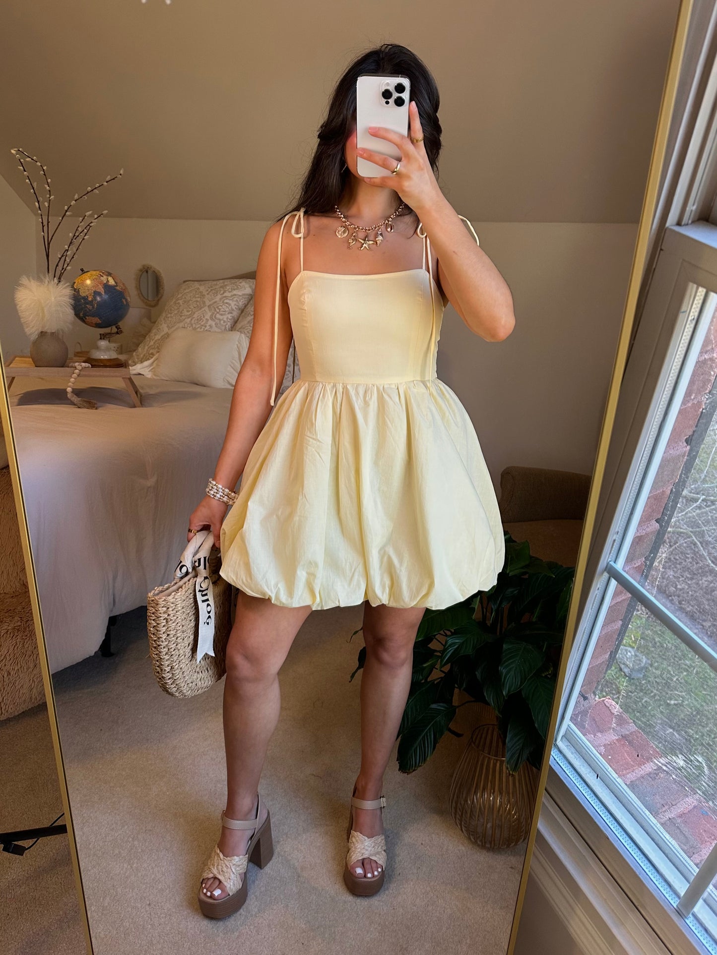 Pastel Yellow Bubble Mini Dress