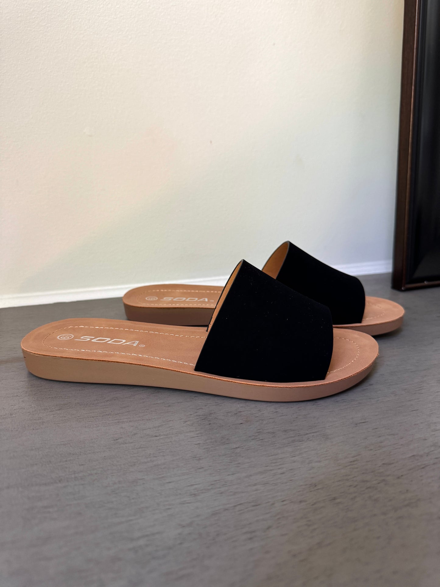 Black Slip-On Sandals