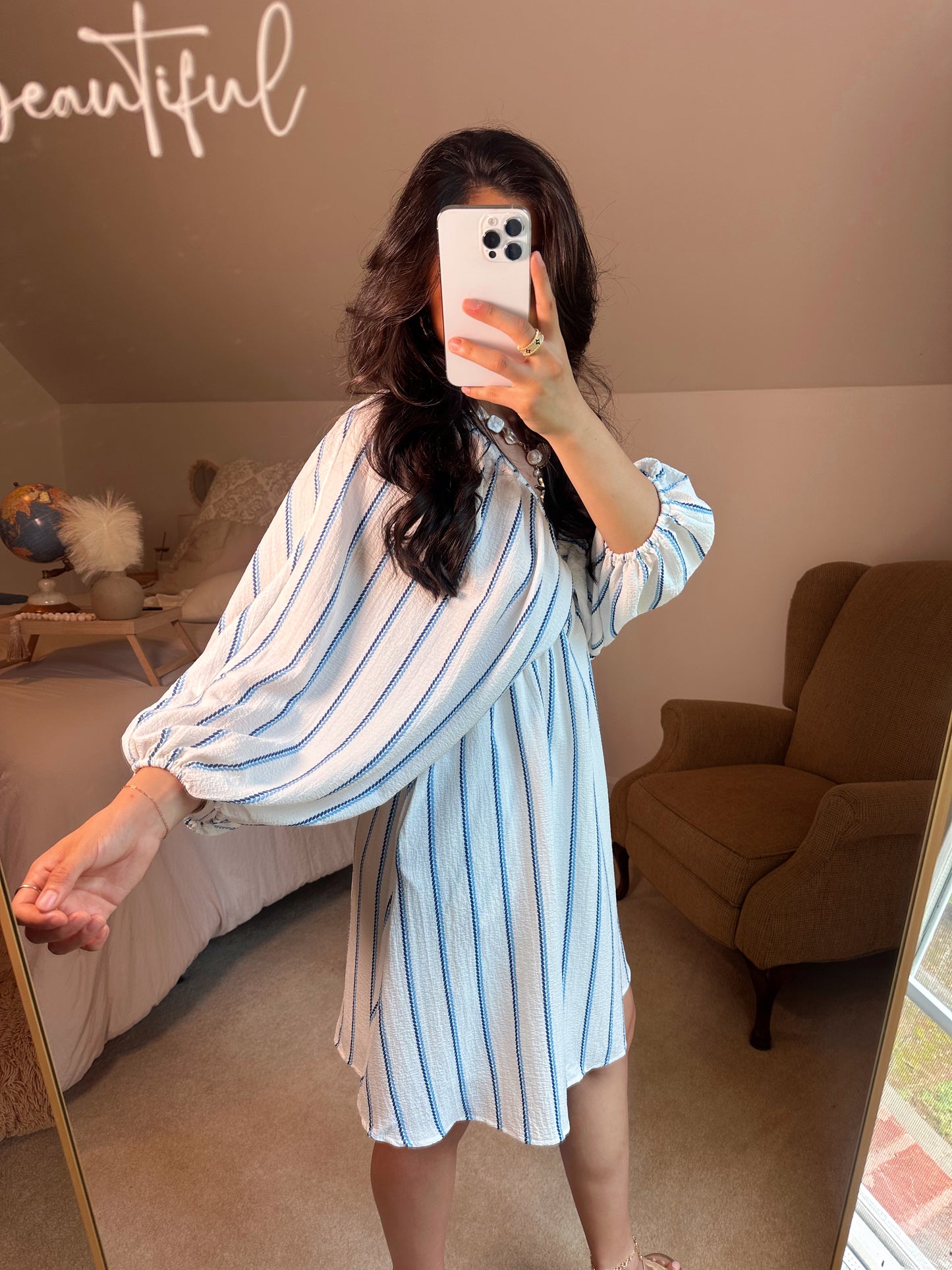 Coastal Stripe V-Neck Dress