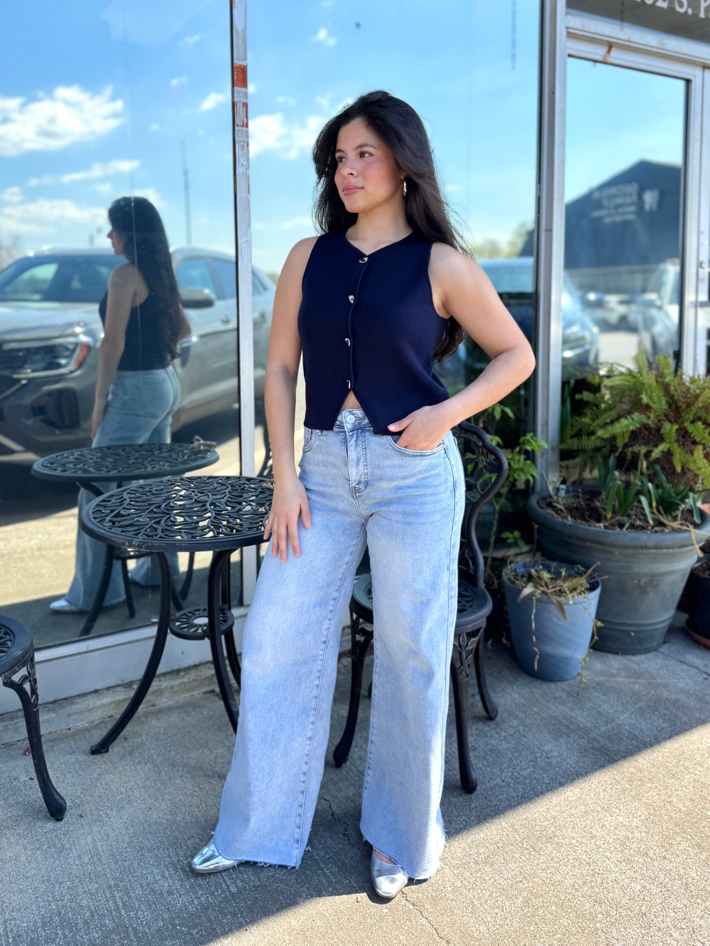 Classy Navy & Silver Knit Vest