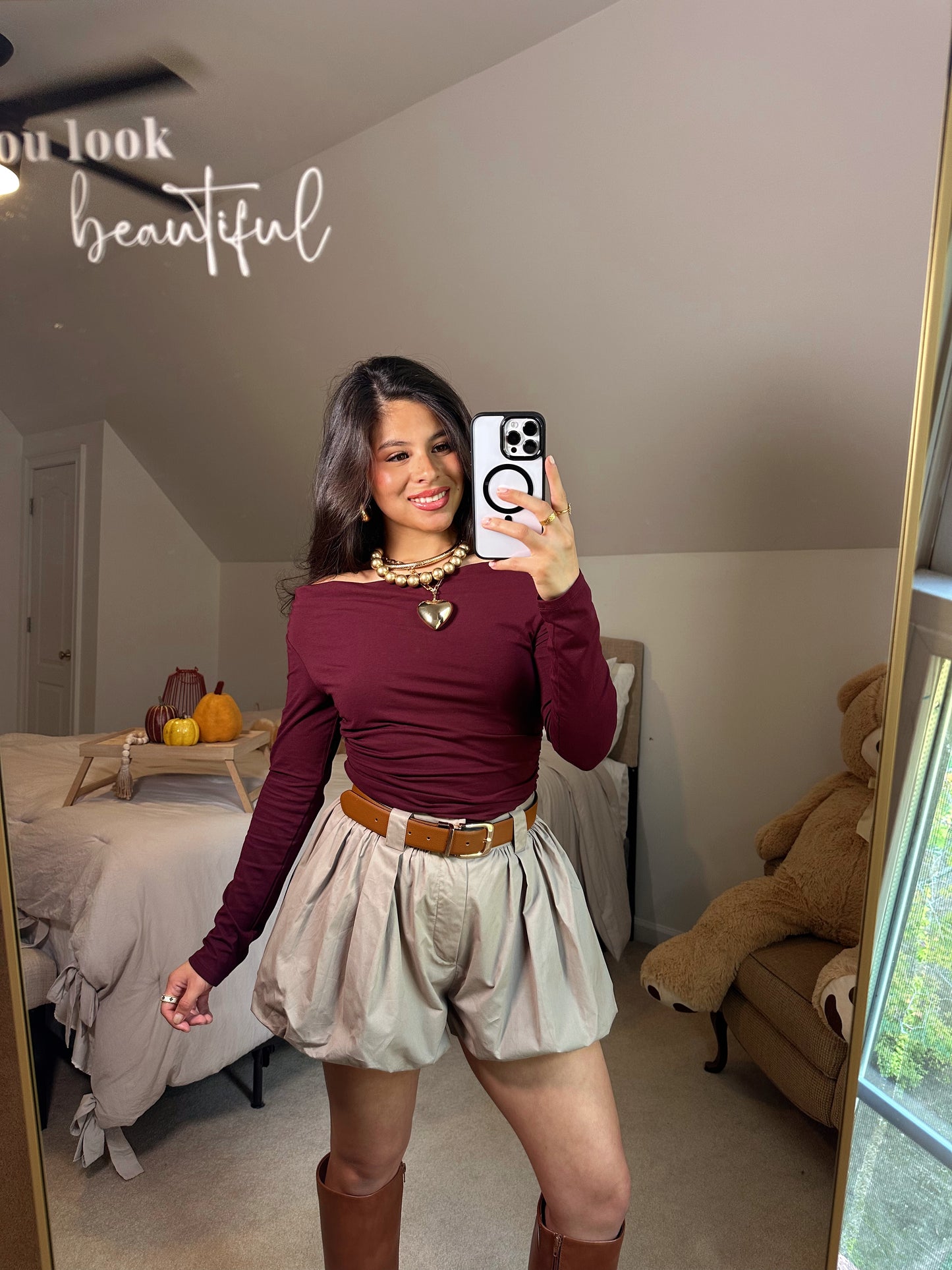 Mocha Bubble Hem Shorts