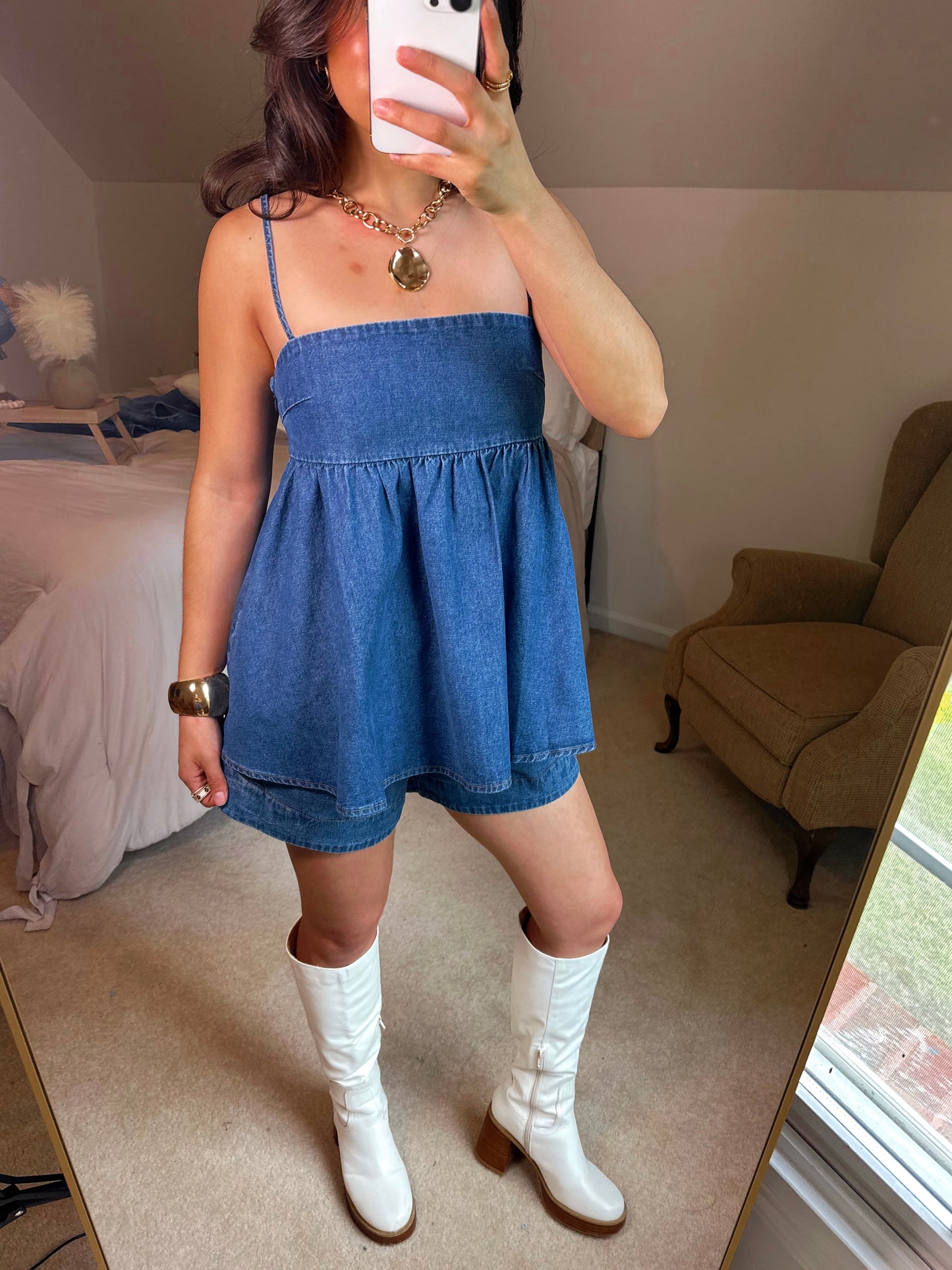 Denim Boxer Style Shorts