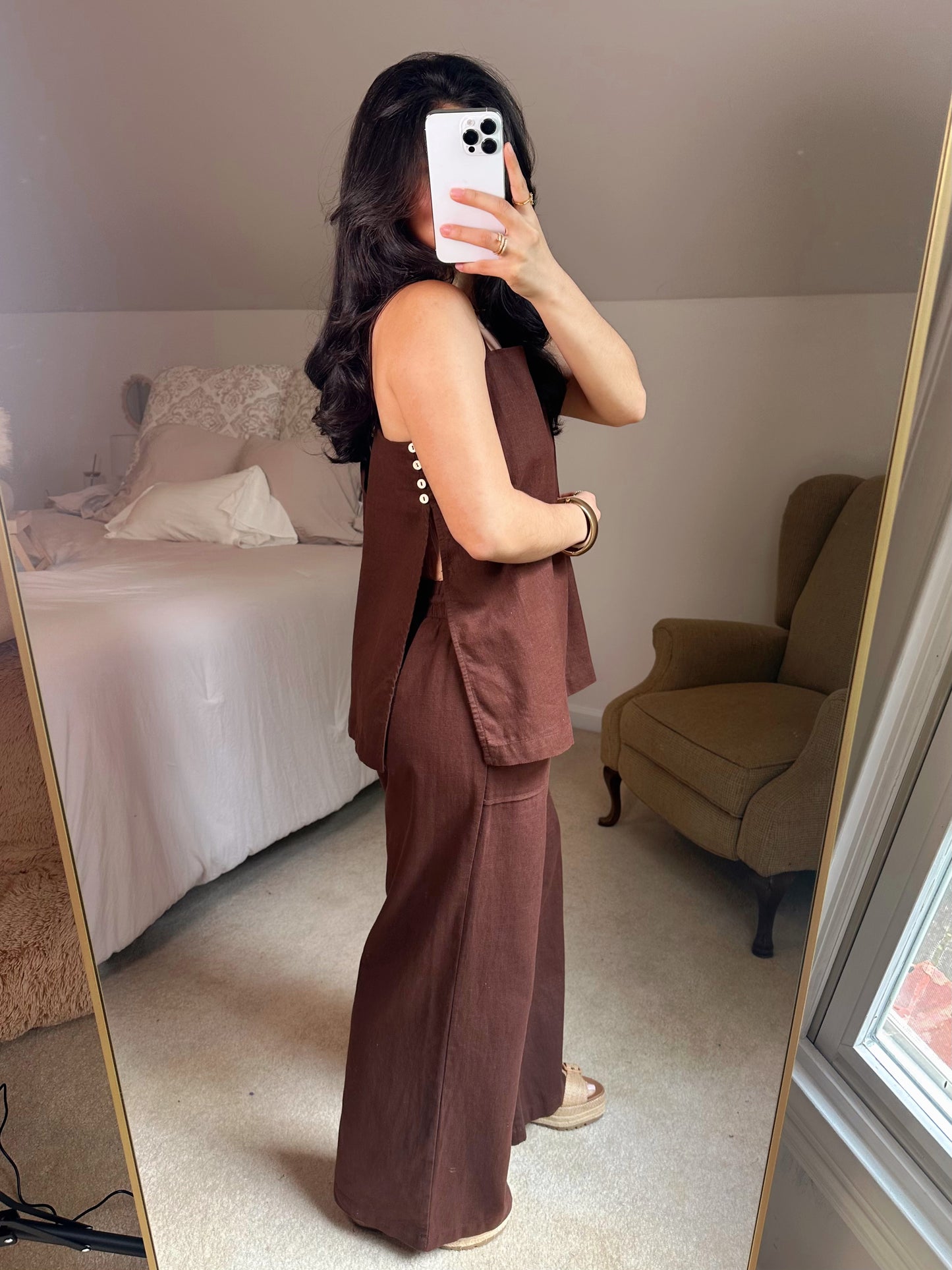 Coconut Brown Open Side Top & Pant Set