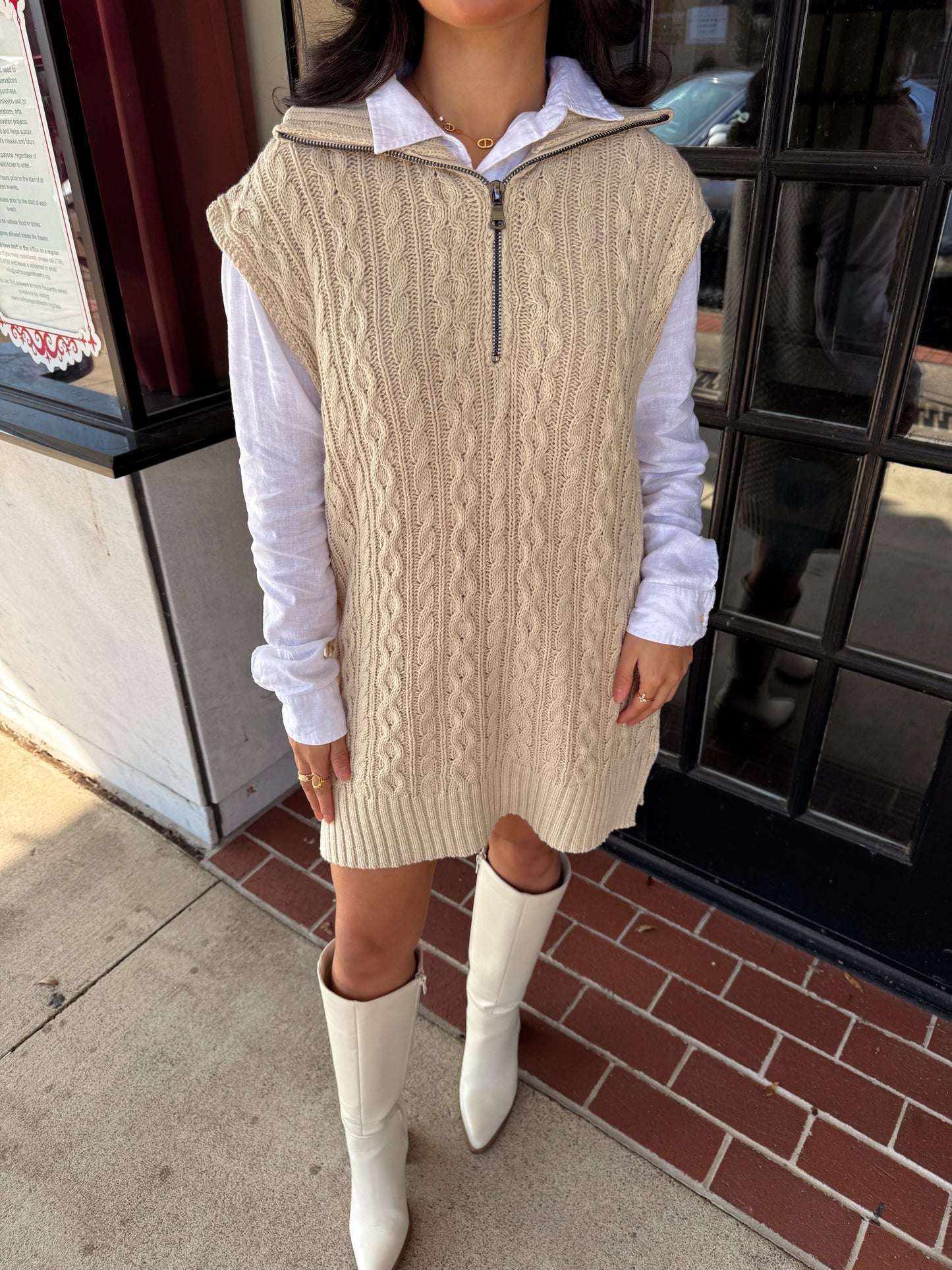 The Madison Cream Knit Vest (Dress / Top)