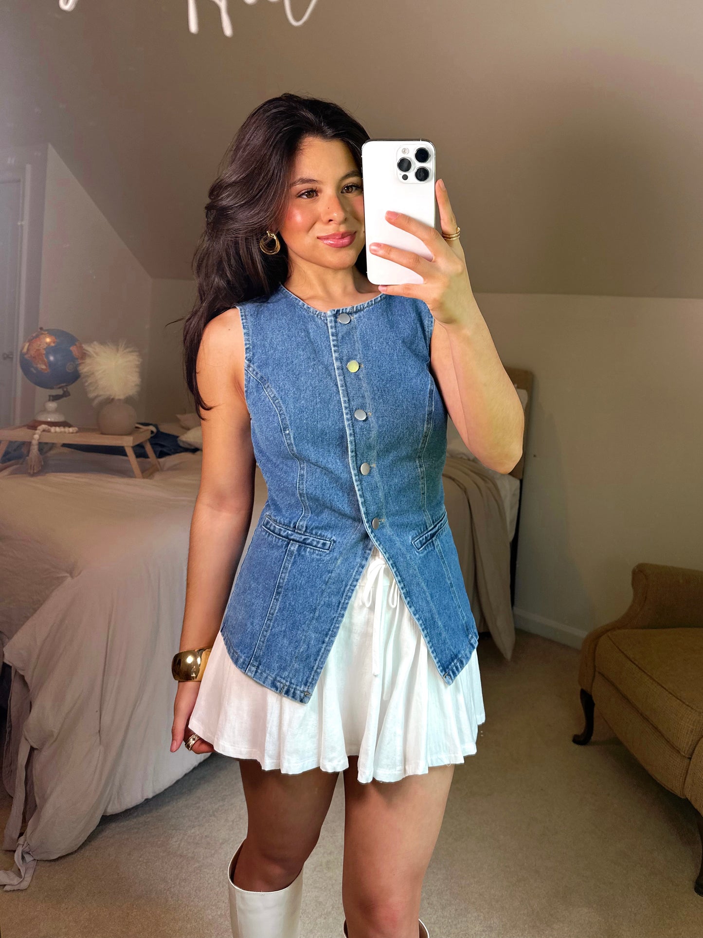 Classy Denim Button-Up Vest