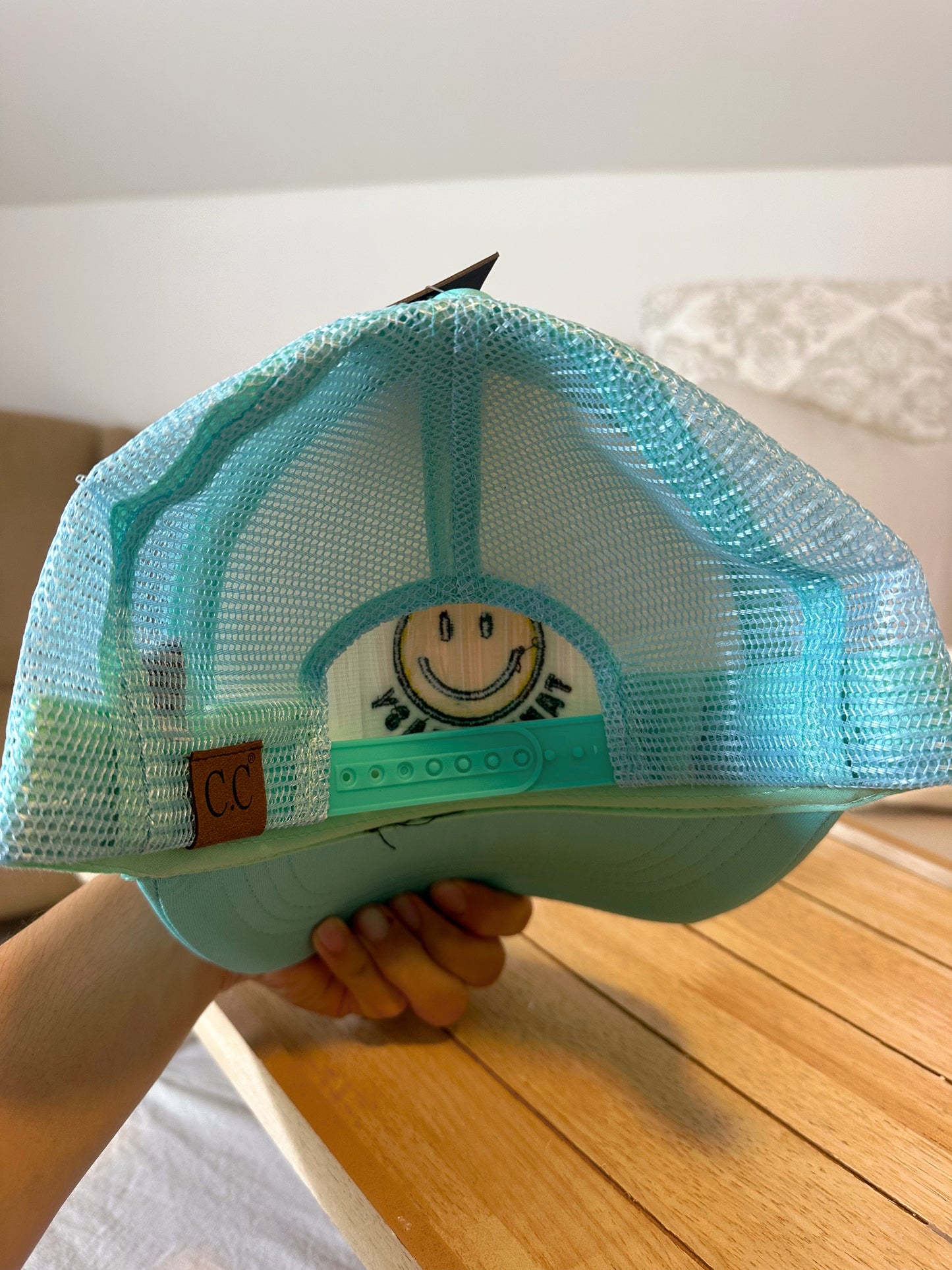 Blue Smiley Trucker Hat