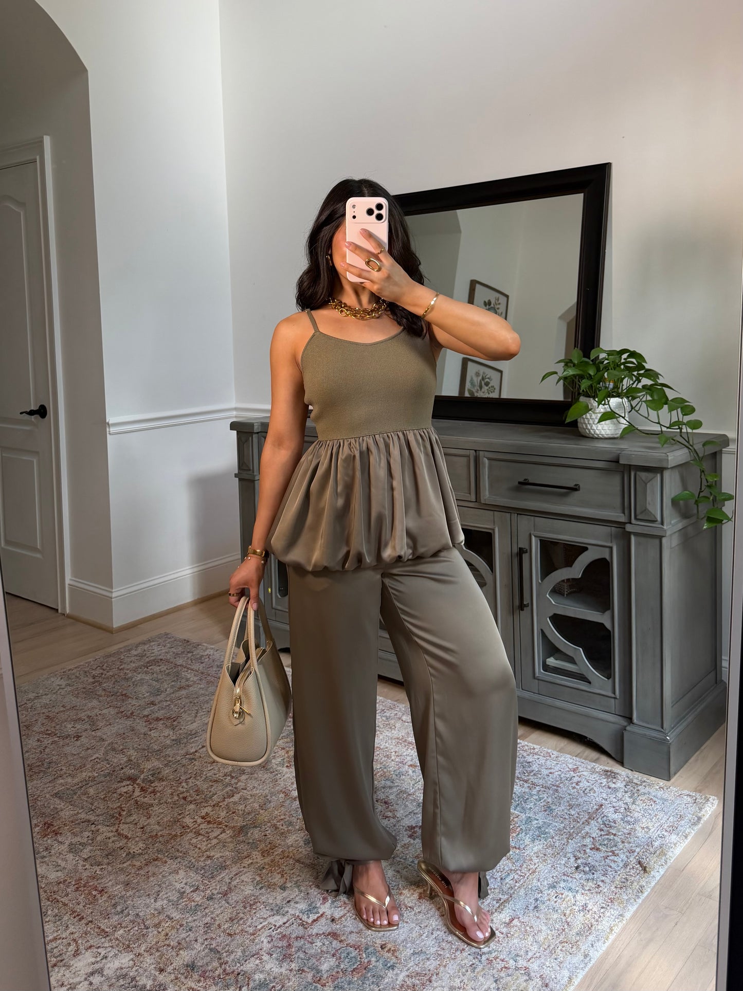 The Olive & Oak Satin Top & Pant Set