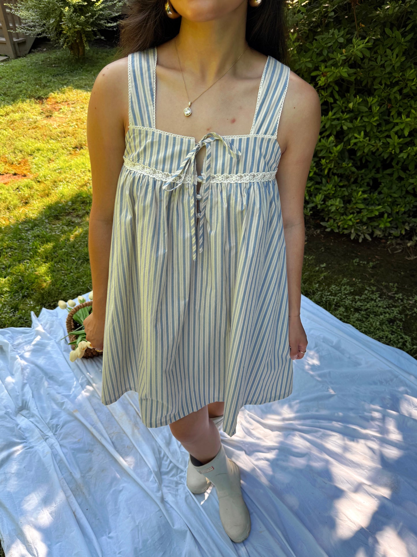Blue Stripe Babydoll Dress