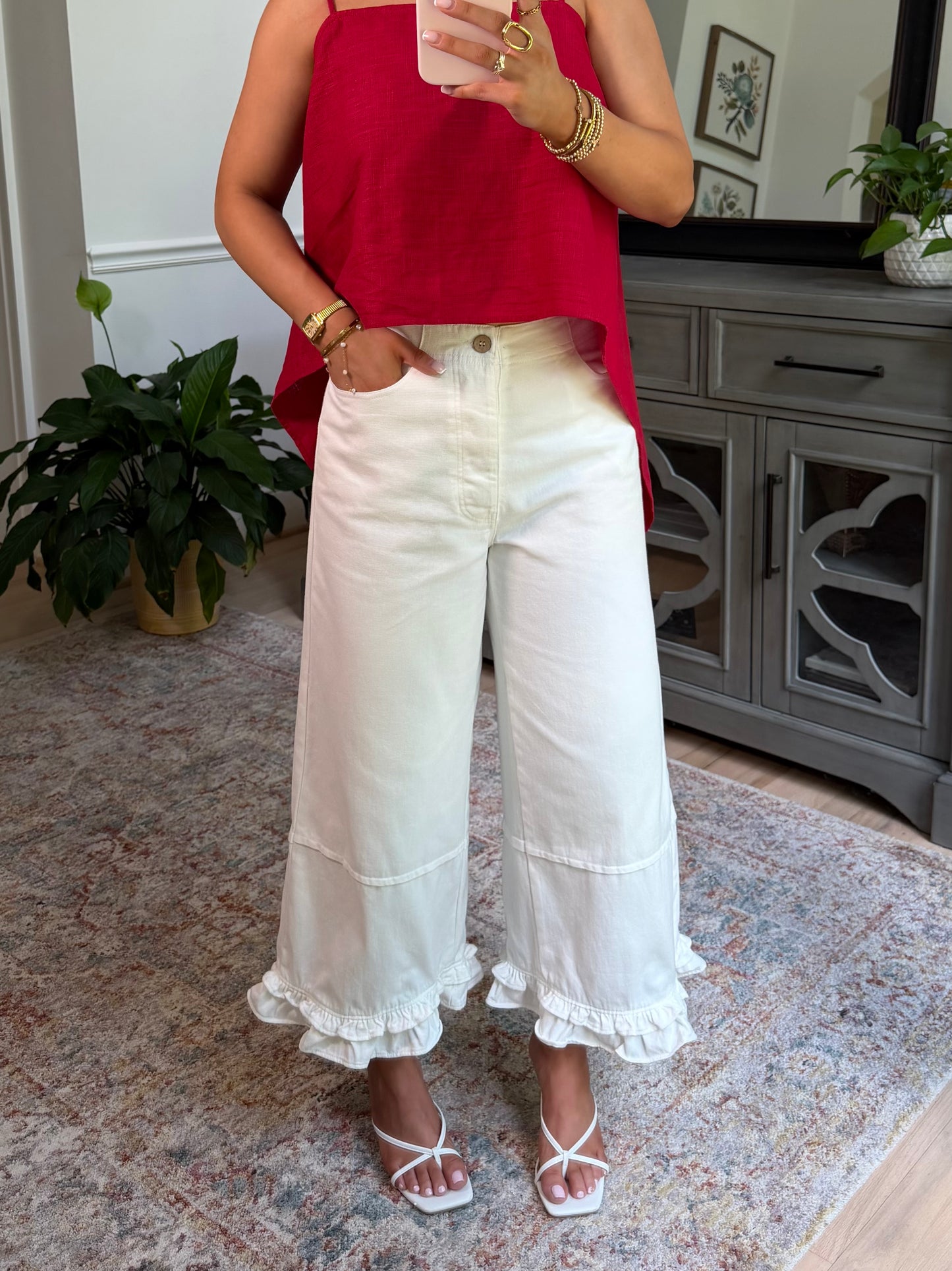 Delilah White Ruffle Jeans