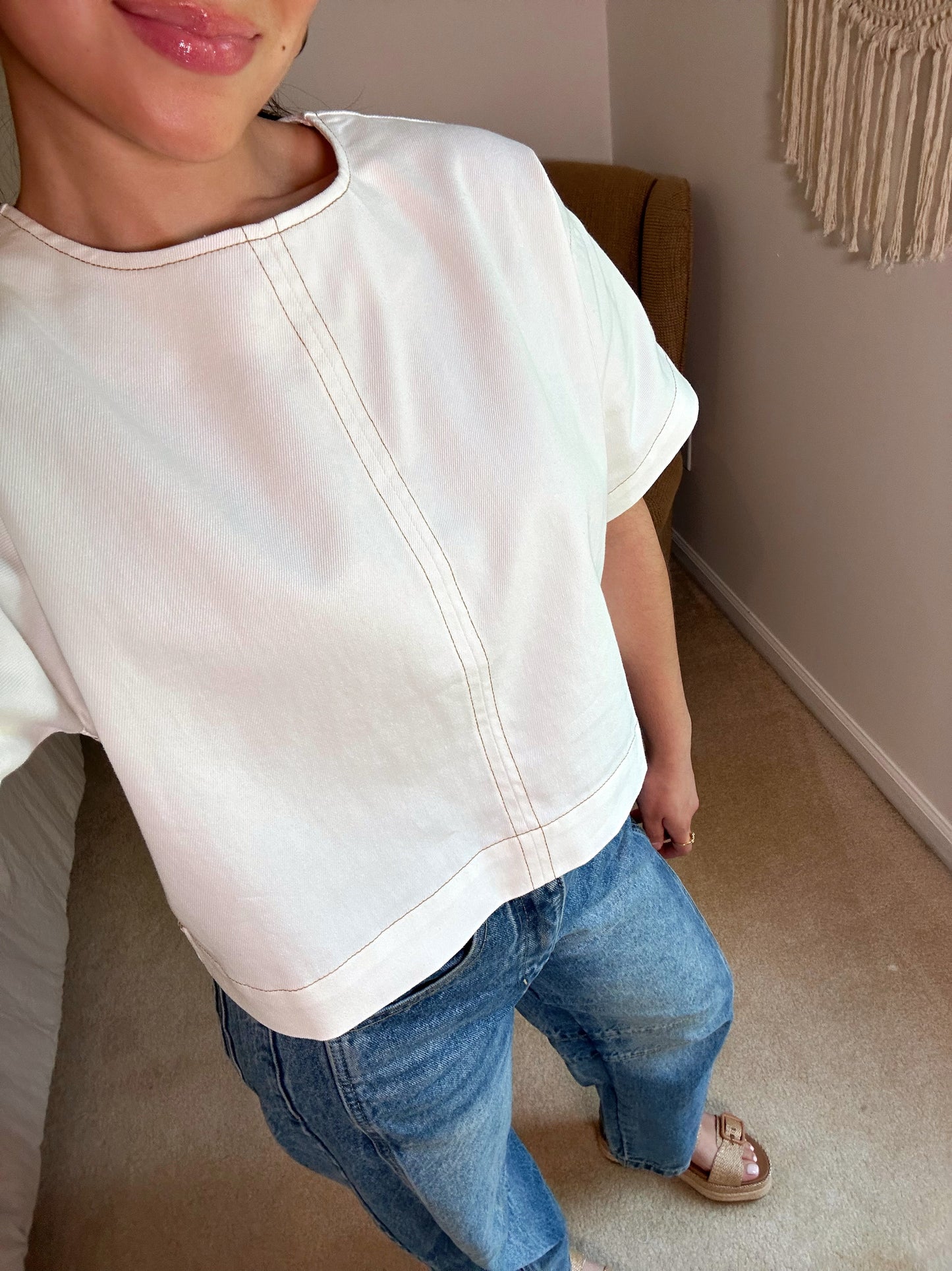 White Denim Top