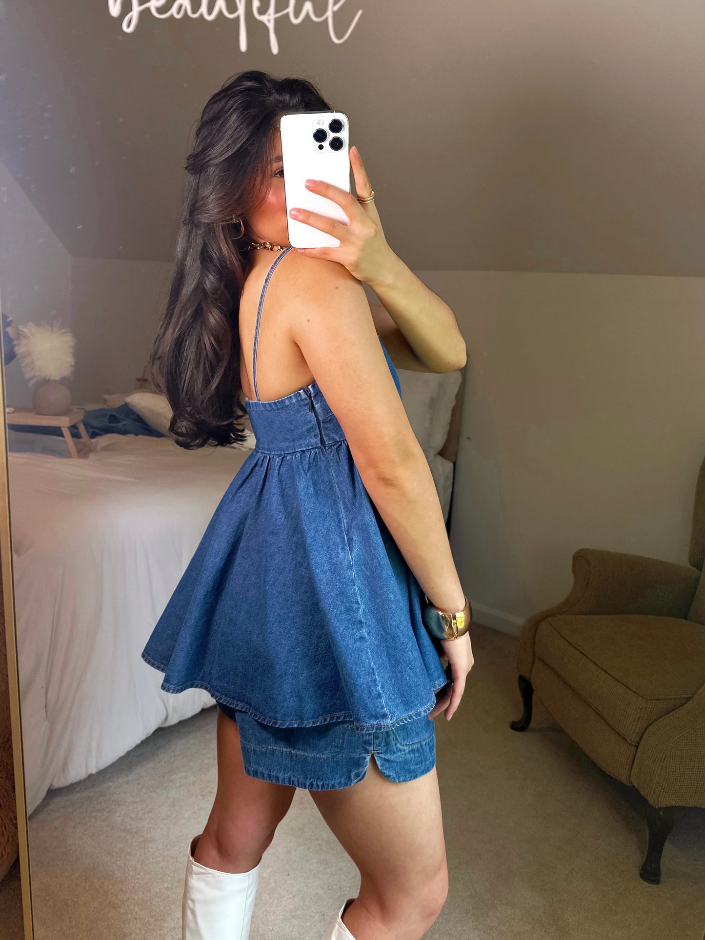 Denim Boxer Style Shorts