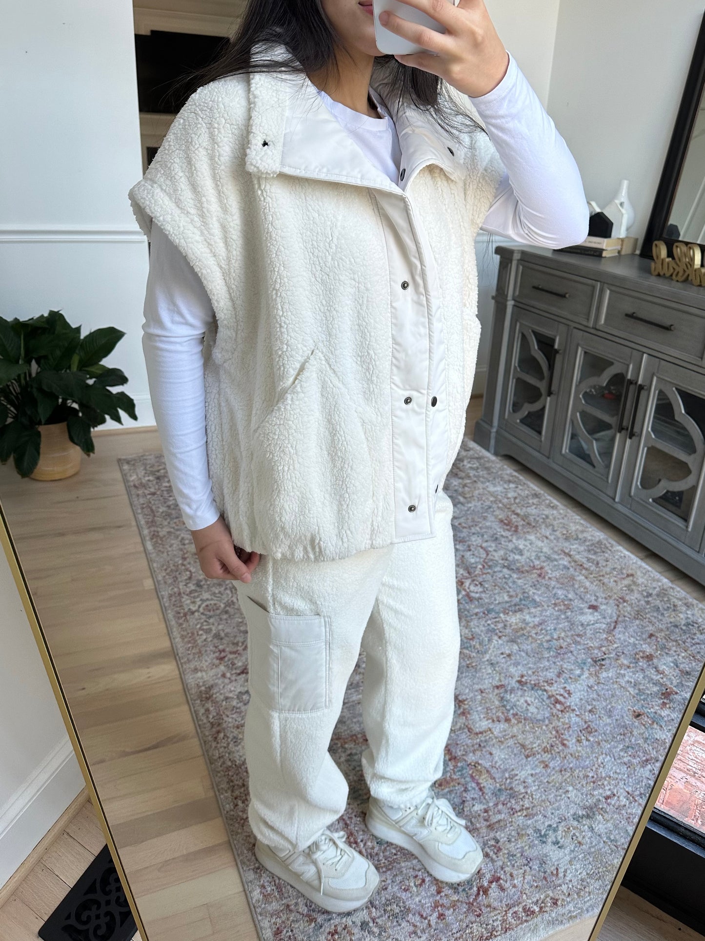 Ivory Oversized Sherpa Vest