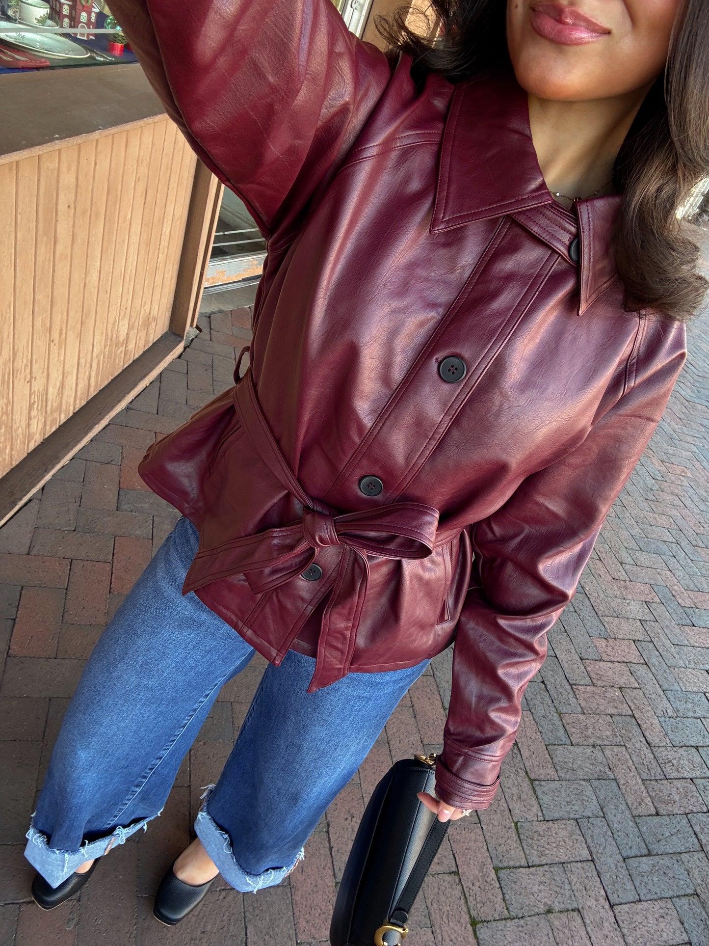 The Verona Burgundy Trench Coat