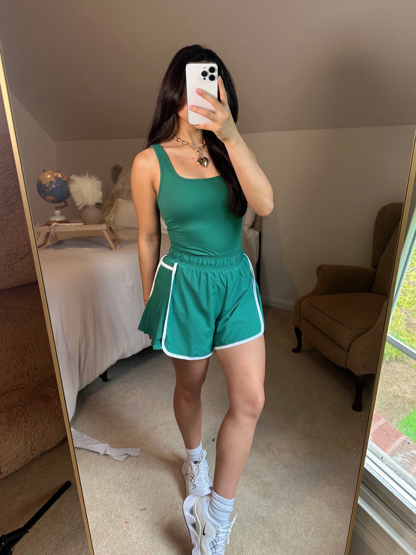 Kelly Green Butter Top & Ruffle Short Romper
