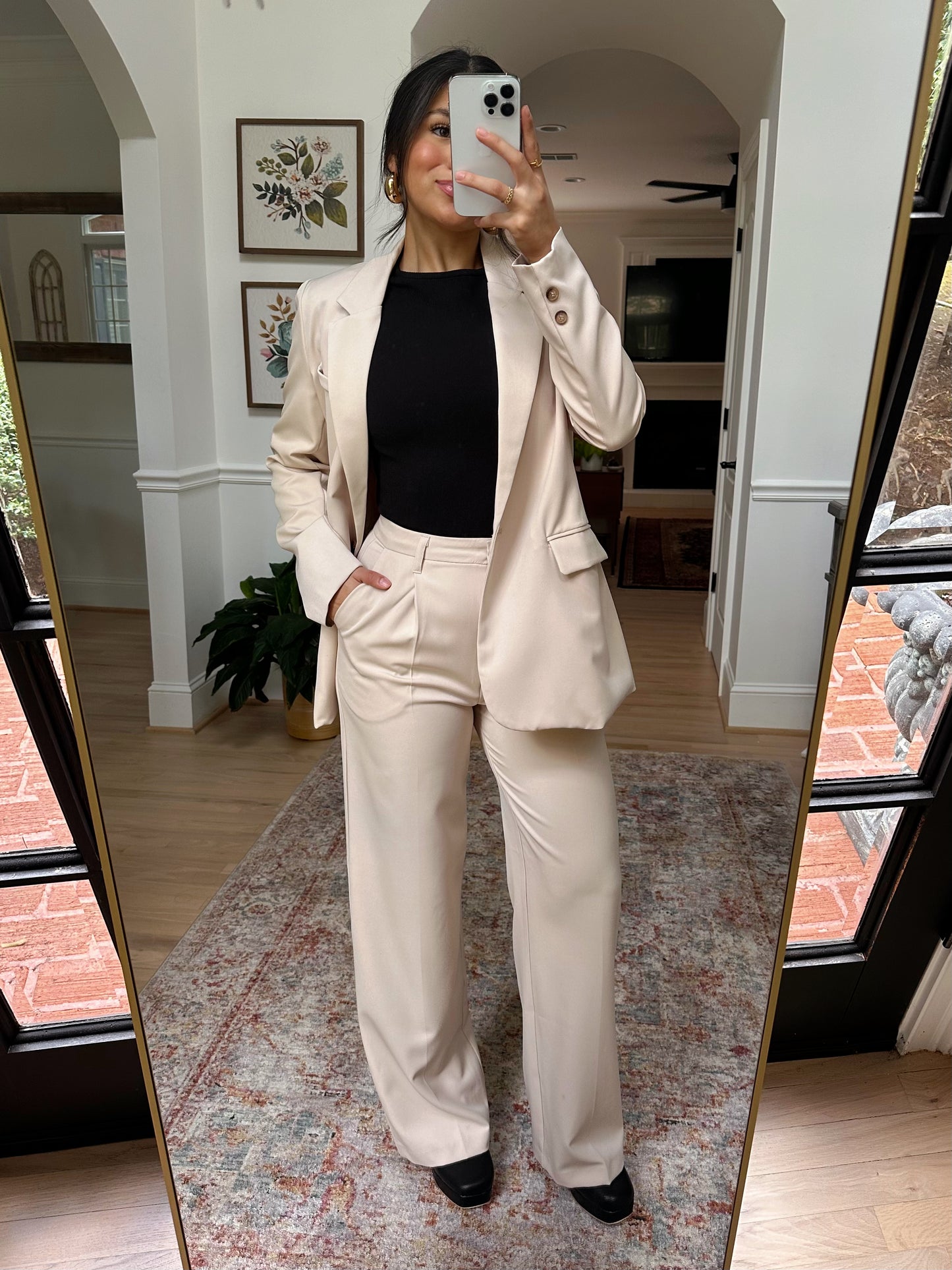 Cream Blazer & Trousers Set