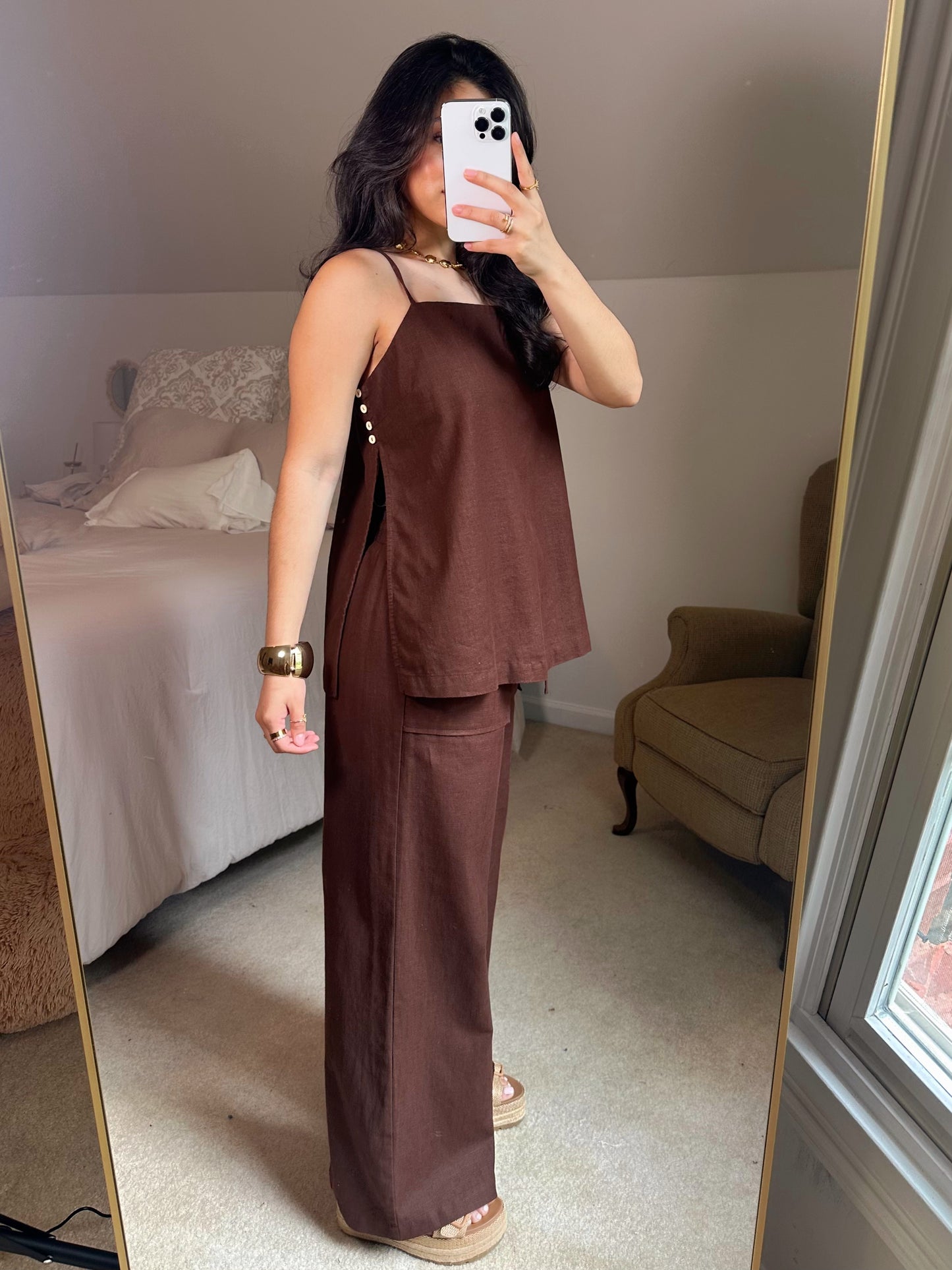 Coconut Brown Open Side Top & Pant Set