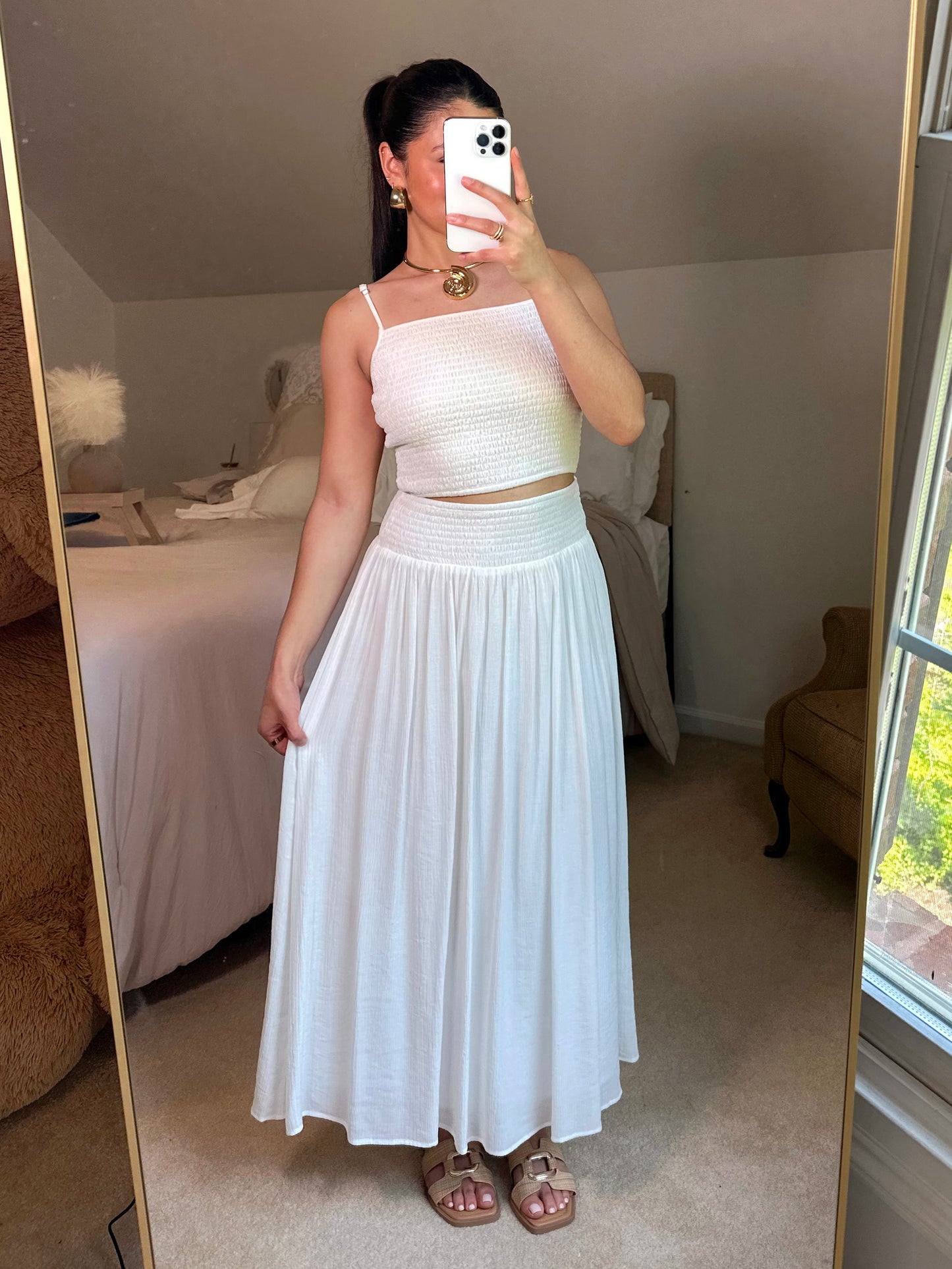 White Smocked Flowy Set