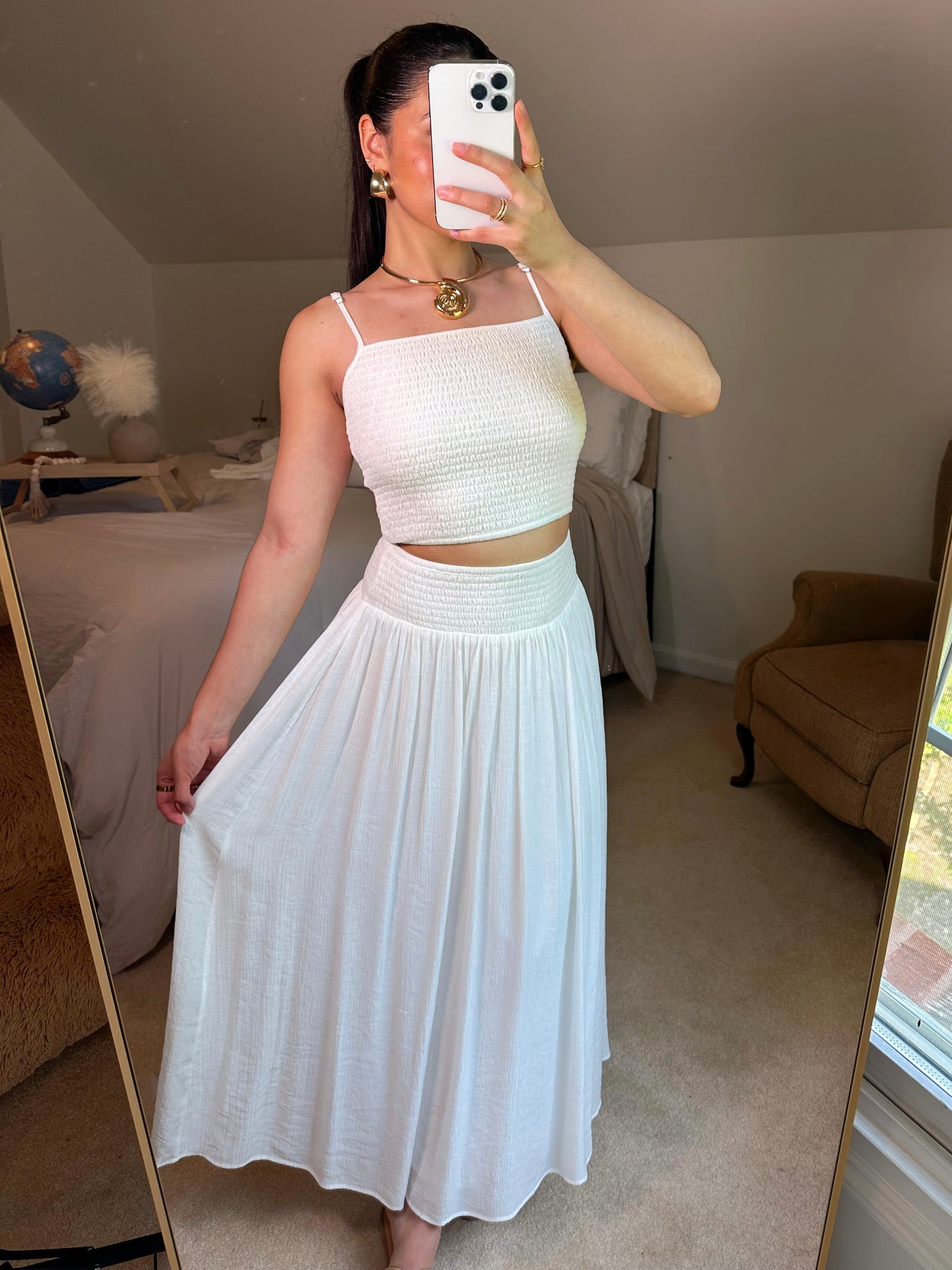 White Smocked Flowy Set