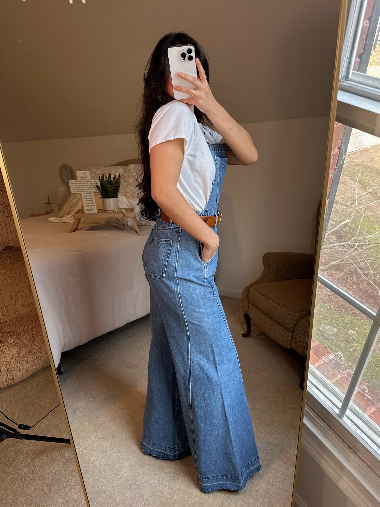 Denim Wide-Leg Overalls