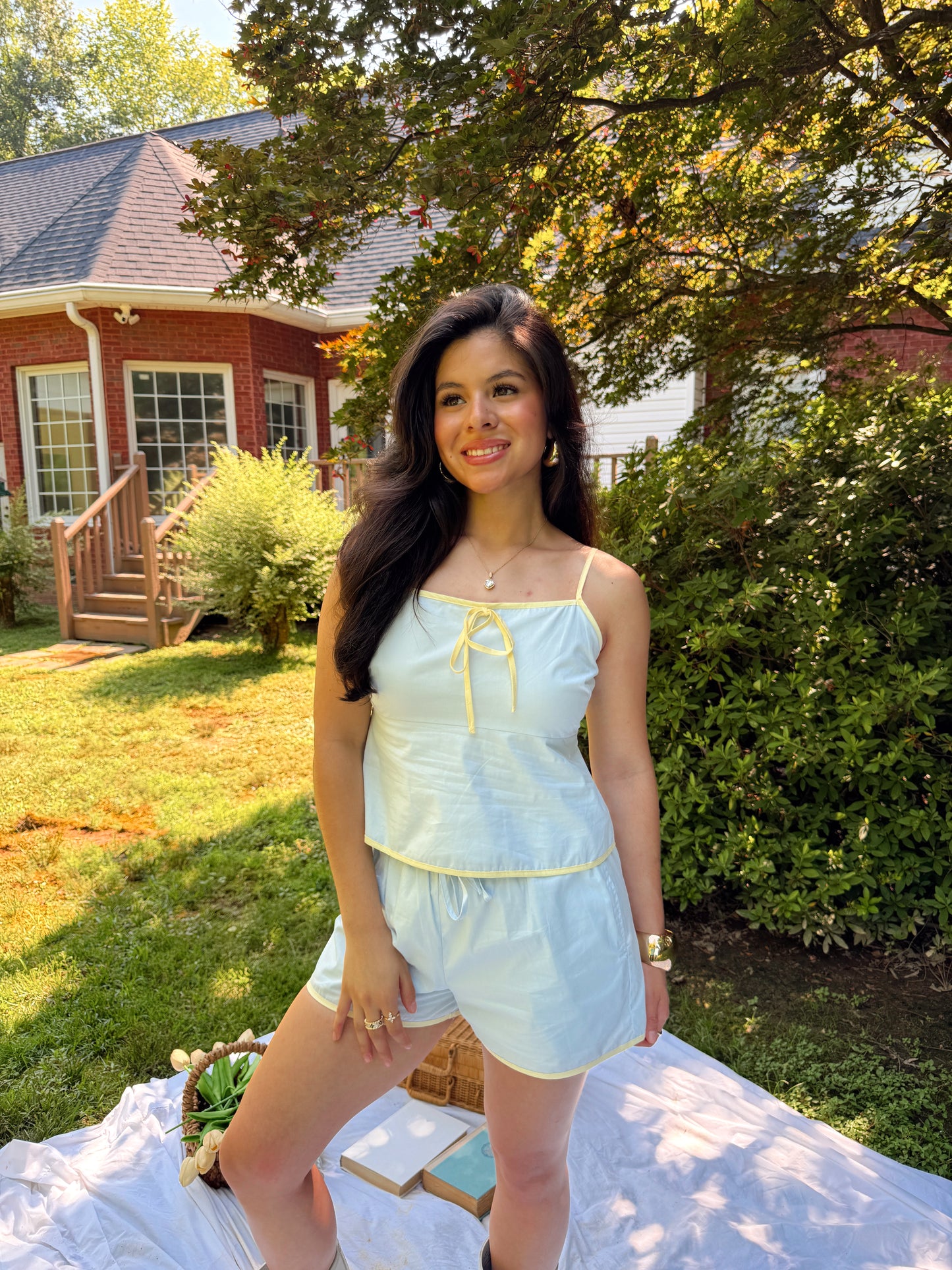 Pastel Blue & Yellow Top and Short Set